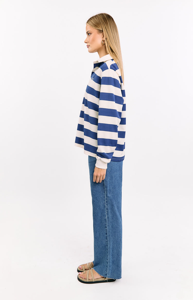 Carey Blue Striped Jersey - Soft & Comfortable Women's T-Shirt for Casual Wear & Everyday Outfits | Trendy Striped Top for Summer & Layering
