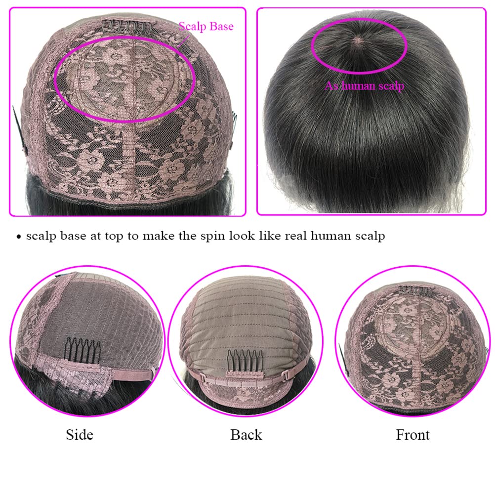 200 Density Afro Kinky Curly Human Hair Wig - Virgin Brazilian Short Kinky Curly Machine Made Wig with Bangs - Natural Color 22 Inch - Perfect for Daily Wear, Cosplay & Protective Hairstyles