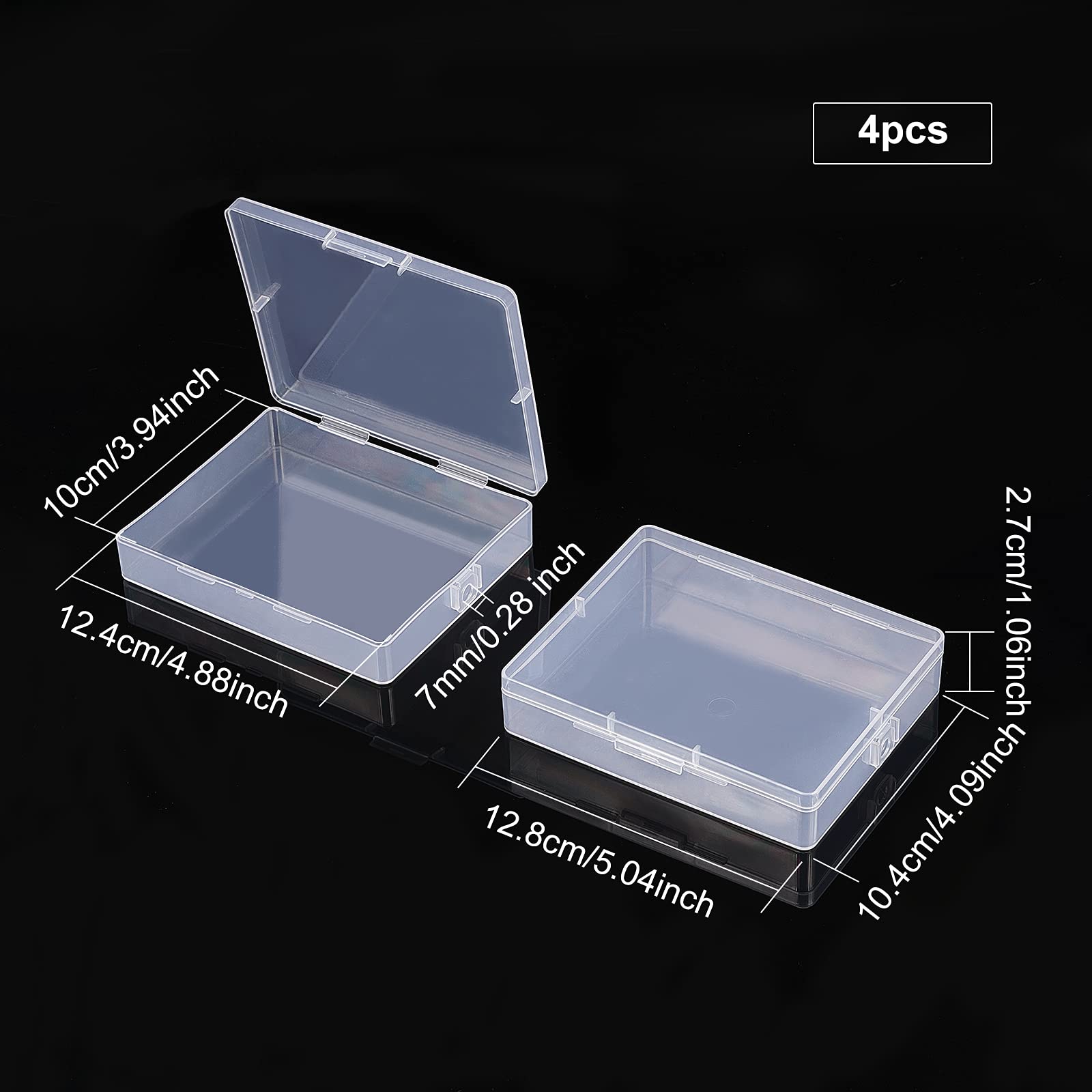 SUPERFINDINGS 4-Pack Clear Plastic Bead Storage Containers with Lids - Small Rectangle Organizer Box for Jewelry, Office & Craft Supplies (5x4x1 Inch) - Perfect for DIY Projects, Home Organization & Craft Room Storage