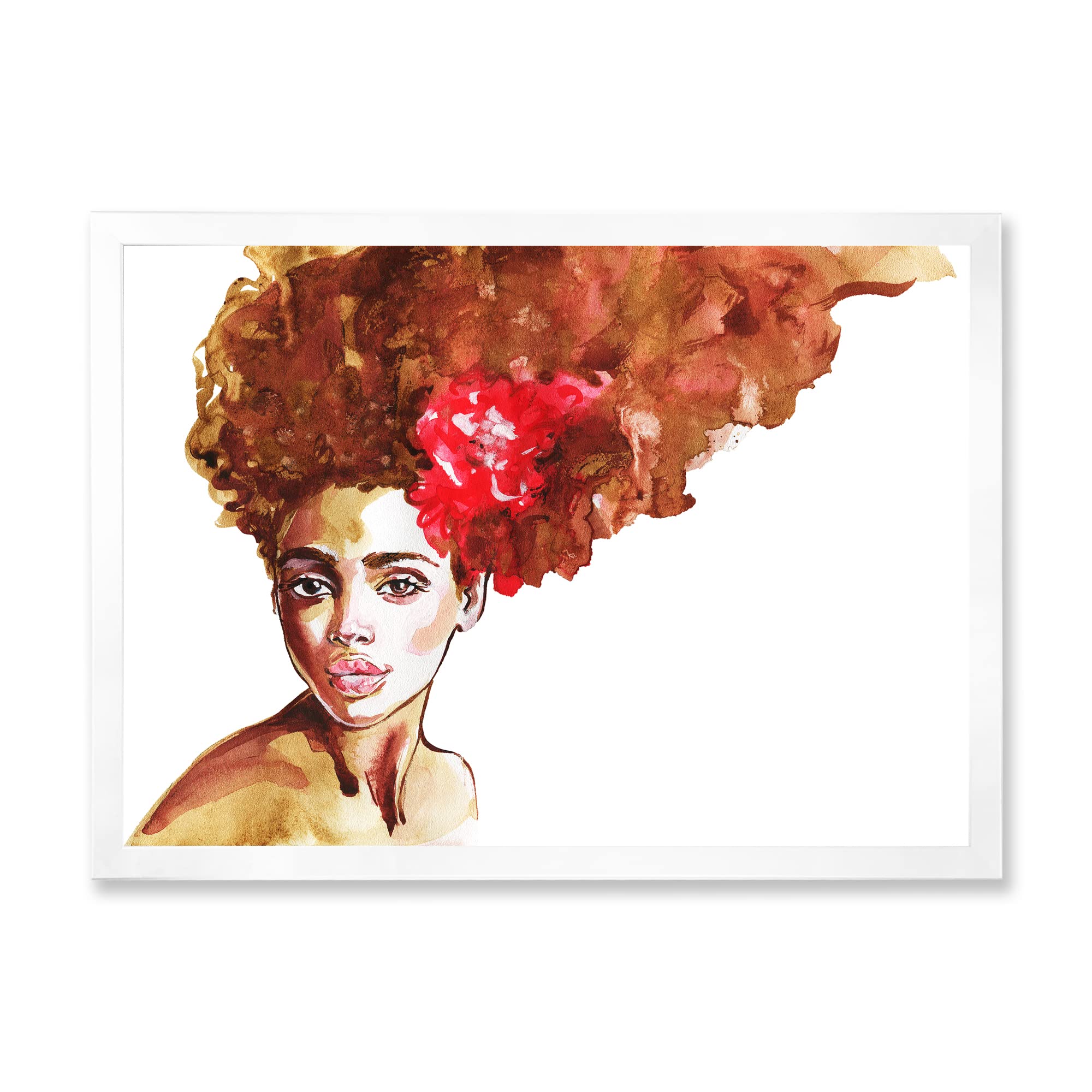 Modern Framed Wall Art - Portrait of Young African American Woman II - Perfect for Living Room, Bedroom & Office Decor