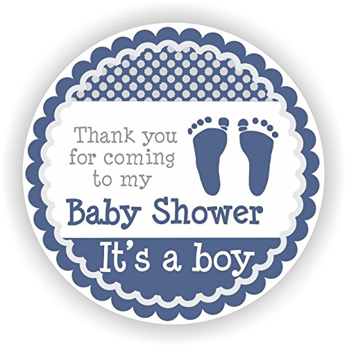 It's a Boy Baby Shower Stickers - 40pcs Navy Blue Baby Footprint Favor Stickers for Baby Shower Decorations & Party Favors - Perfect for Scrapbooking, Invitations, and Gift Wrapping