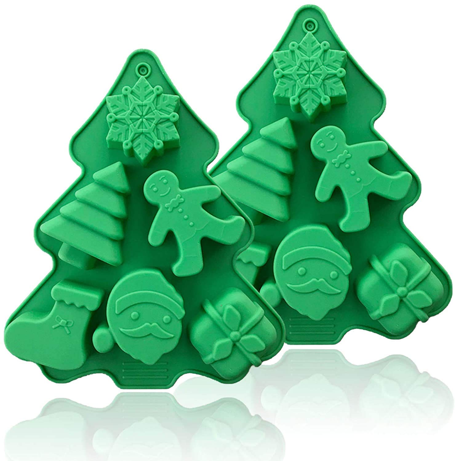 2-Pack Christmas Tree Silicone Baking Molds - 6 Cavity Holiday Cookie, Candy & Chocolate Molds for Festive Baking - Perfect for Christmas Cookies, DIY Gifts & Holiday Dessert Decorating