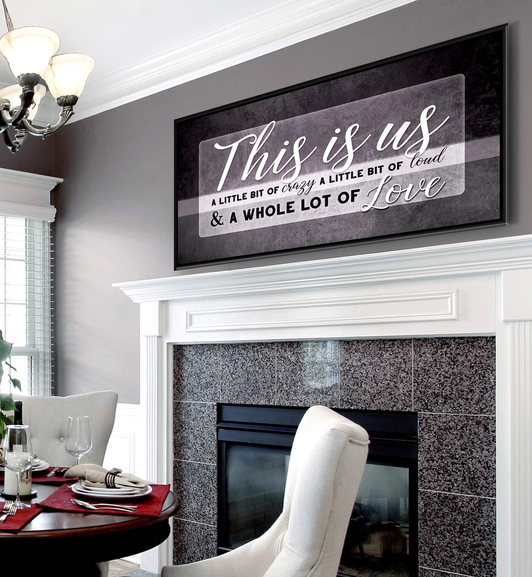 This Is Us Framed Wall Art - Large Canvas Wall Decor for Living Room, Farmhouse & New Home Gifts (42x19 Inch, Purple & Black Floating Frame) - Perfect for Housewarming, Family Photos & Modern Interior Design