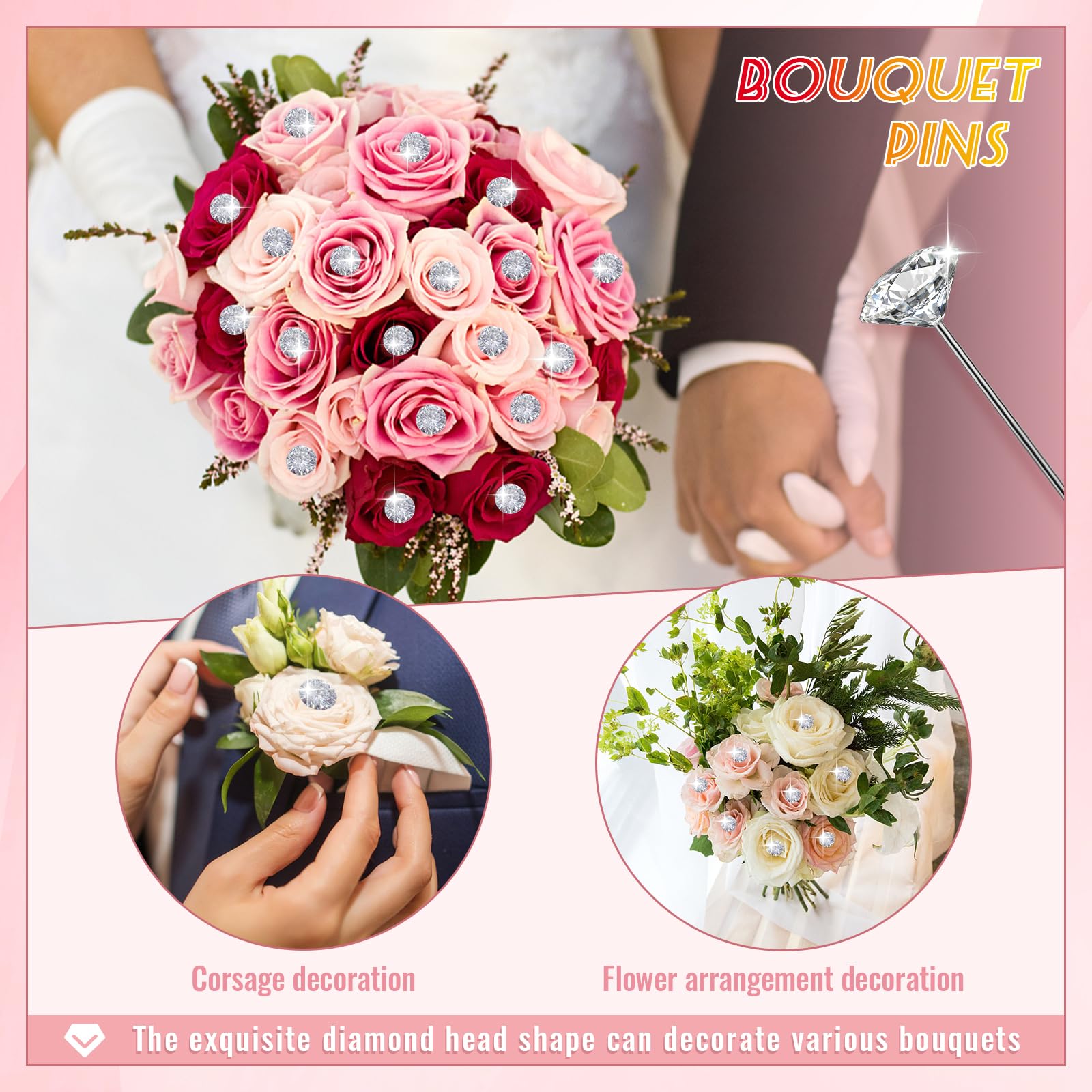400 Pcs Corsage & Boutonniere Pins with Crystal & Pearl Heads for DIY Wedding Jewelry Decoration