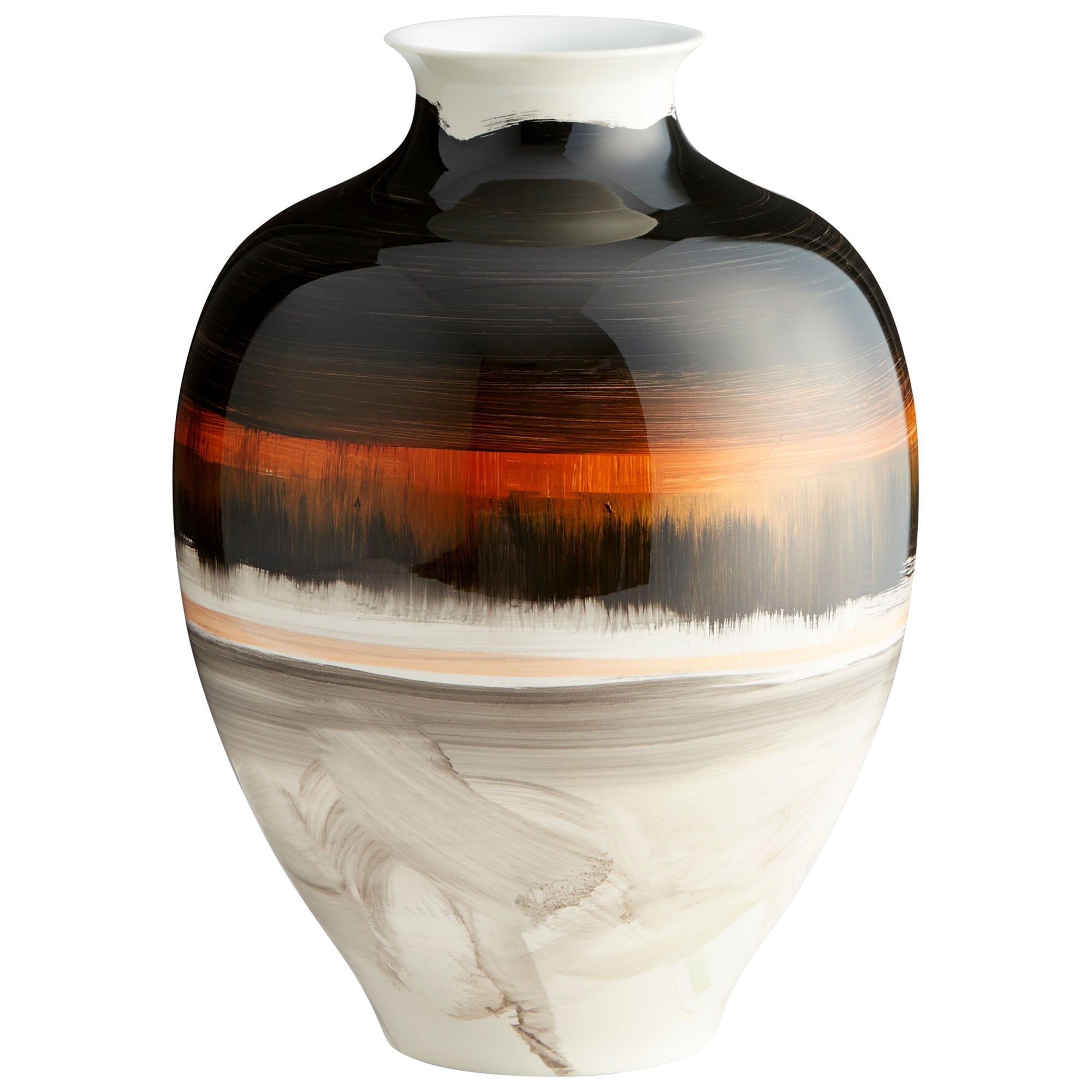 Cyan Design 09881 Indian Paint Brush Vase #2 - Elegant Black, White & Gold Ceramic Vase for Home Decor, Wedding Centerpiece, or Office Tabletop Display