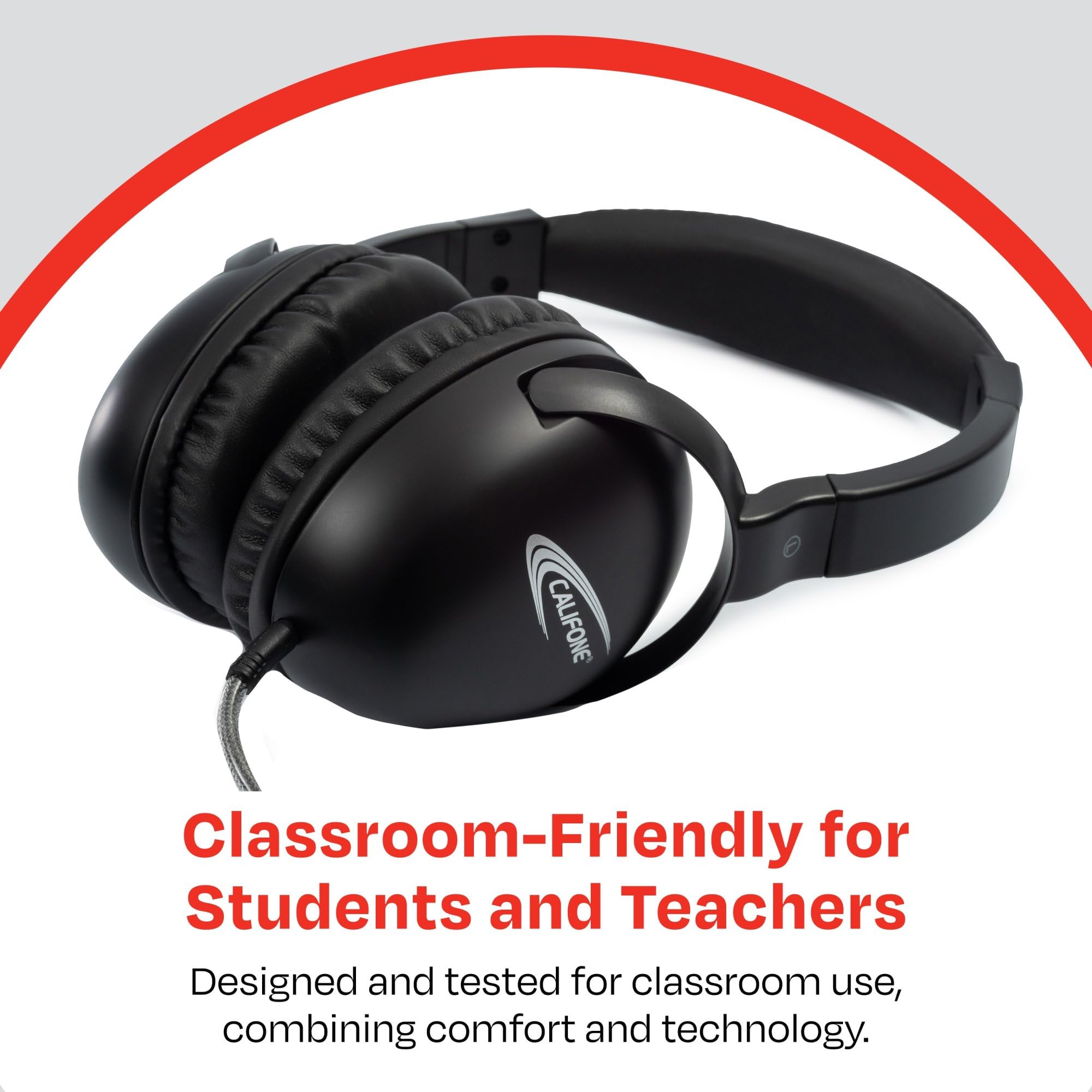 Califone NeoTech Plus 10171MUSB Premium Over-Ear Stereo Headphones with Inline Microphone - USB Plug, Black | Perfect for Online Classes, Call Centers & Remote Work