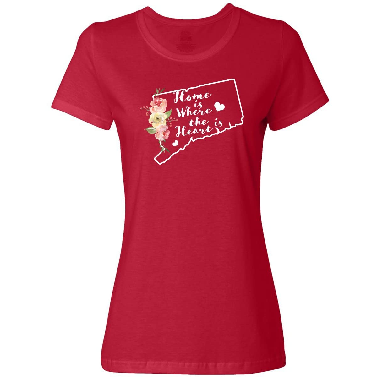 Inktastic Connecticut Home is Where The Heart is Watercolor Women's T-Shirt - Soft Cotton Tee for Casual Wear, Gifts & Everyday Comfort