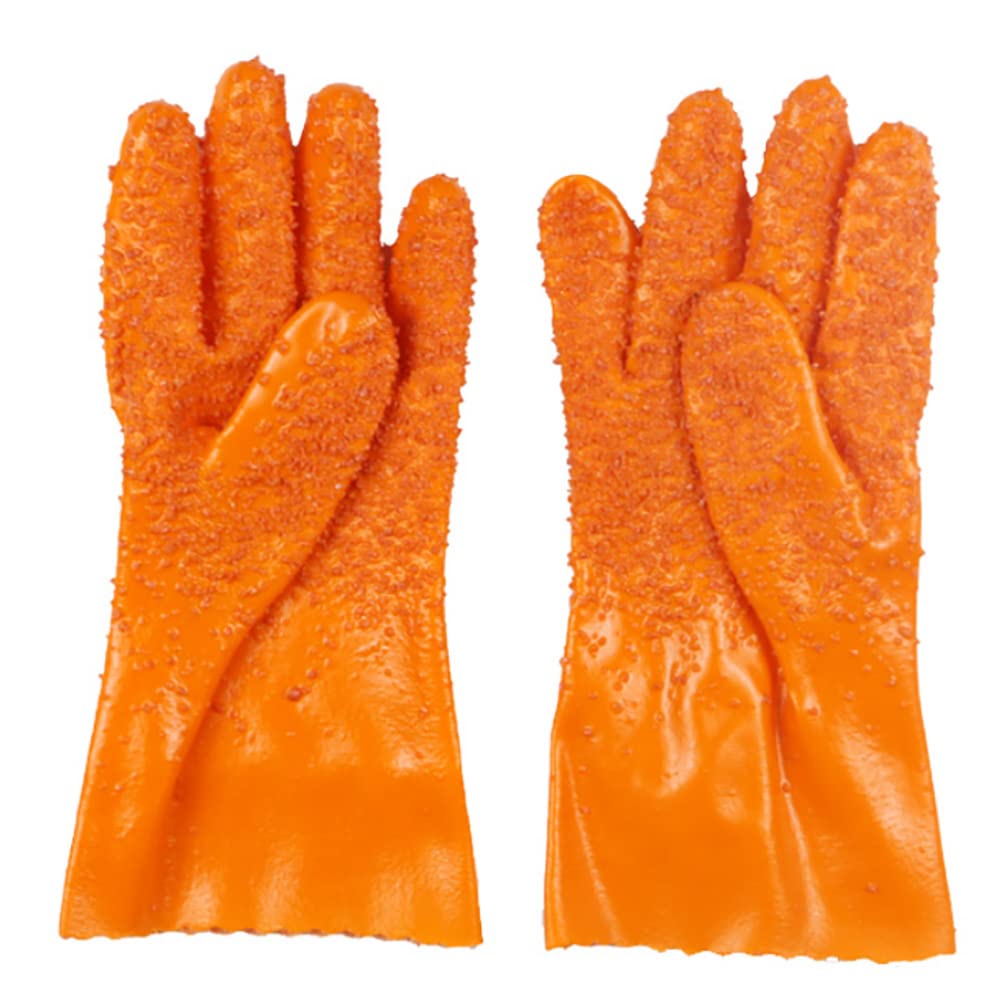 **Red Rubber Full Dipped Work Gloves - Anti-Slip, Waterproof, Oil & Chemical Resistant (Acids, Alkali) - Heavy Duty Safety Gloves for Construction, Gardening, Cleaning (Pack of 3 Pairs)**