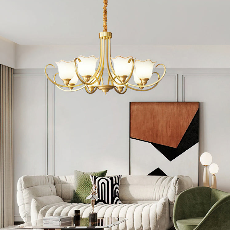 Elegant Blooming Flower Glass Chandelier - Modern Crystal Ceiling Light Fixture for Dining Room, Bedroom & Living Room Decor