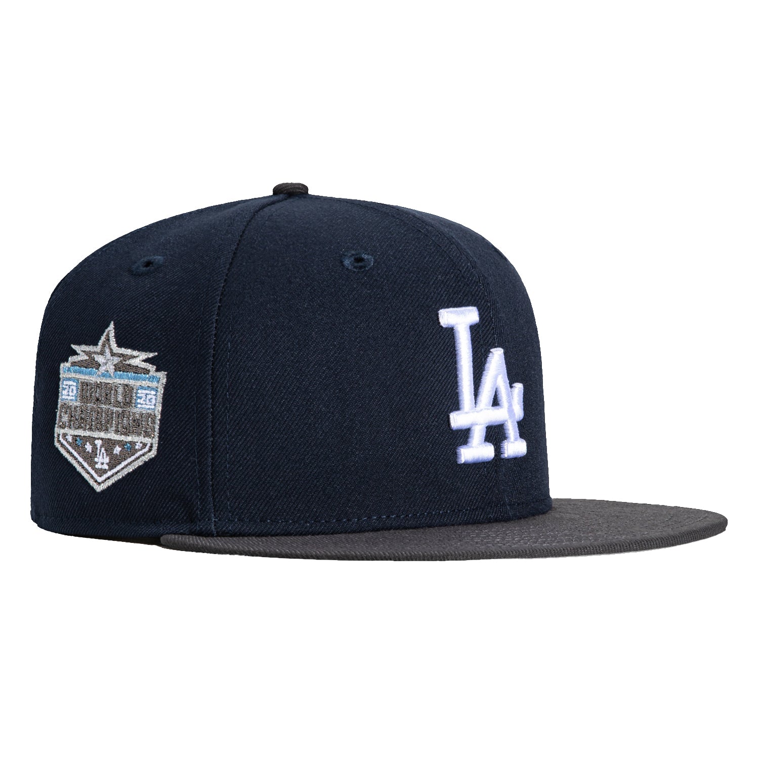 New Era 59Fifty Los Angeles Dodgers 2020 World Series Champions Snapback Hat with Patch - Navy & Graphite Color - Perfect for Baseball Games, Fan Collections, and Sports Fashion