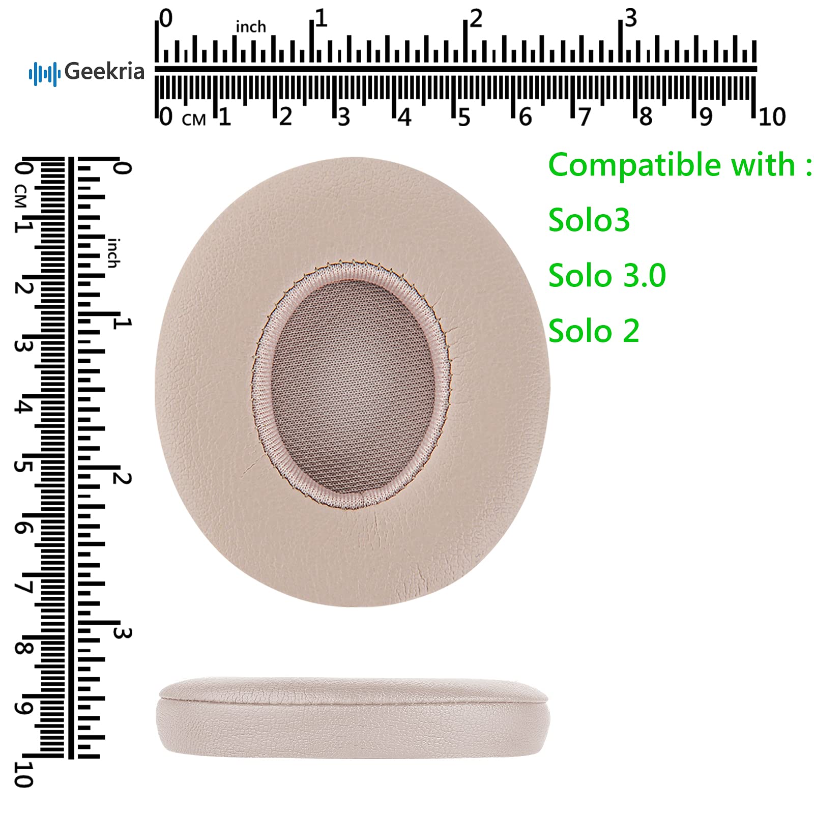 Geekria QuickFit Replacement Ear Pads for Beats Solo 3 Wireless Headphones - Premium Memory Foam Ear Cushions, Comfortable Repair Parts (Matte Gold) - Perfect for Gaming, Music & Travel