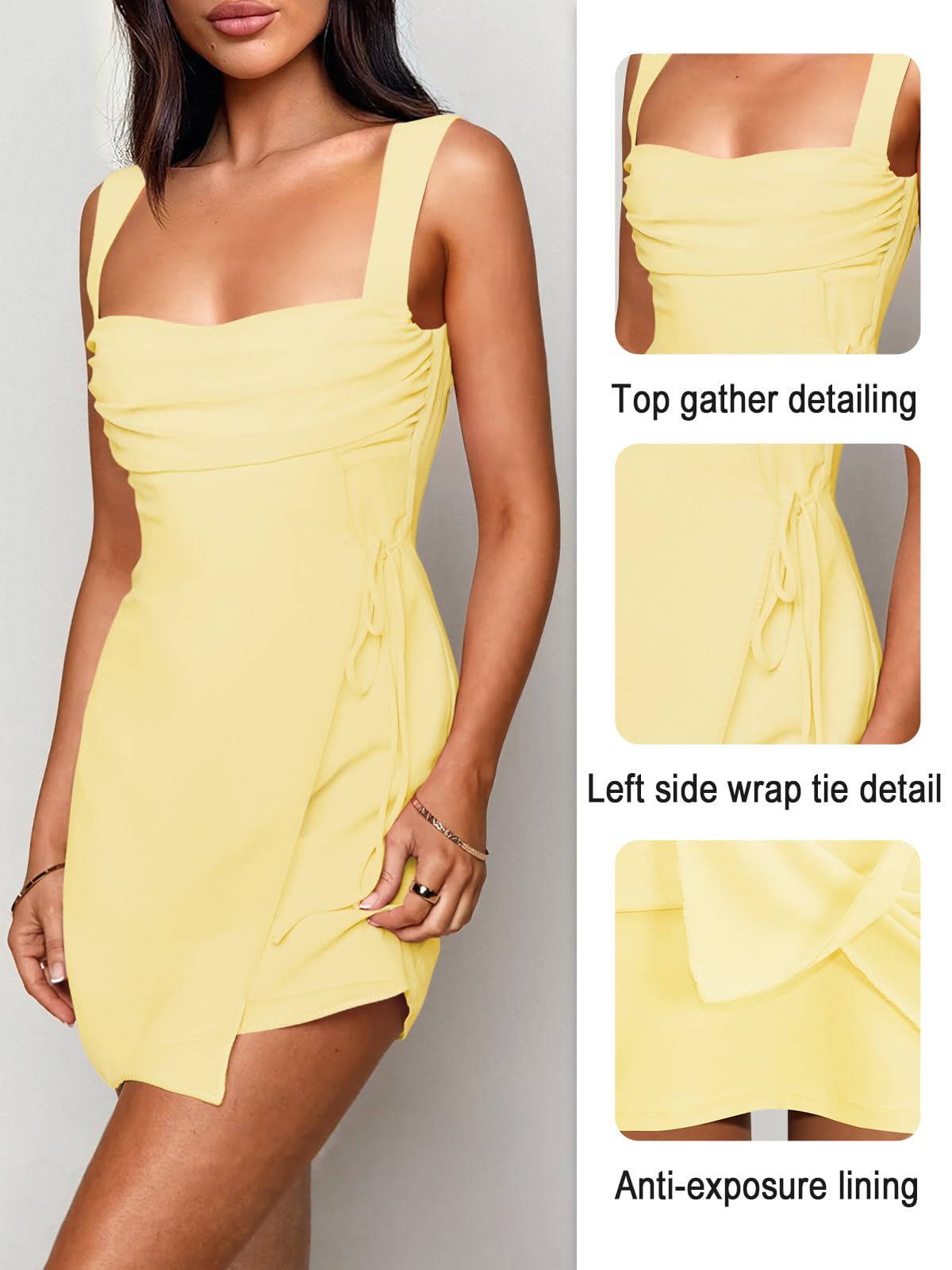 Sexy Ruched Mesh Midi Dress for Women - Square Neck Fitted Cocktail Party Dress | Elegant Clubwear for Night Out, Date Night & Special Occasions