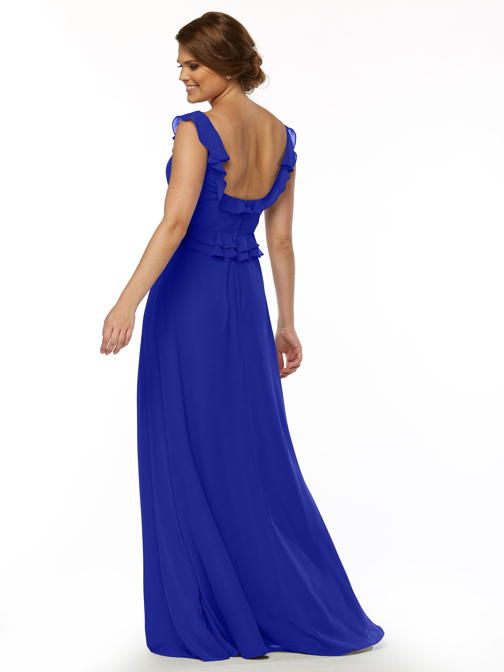 Elegant 80173 Chiffon Off-The-Shoulder A-Line Bridesmaid Dress with Ruffled Bodice - Perfect for Weddings, Formal Events & Special Occasions