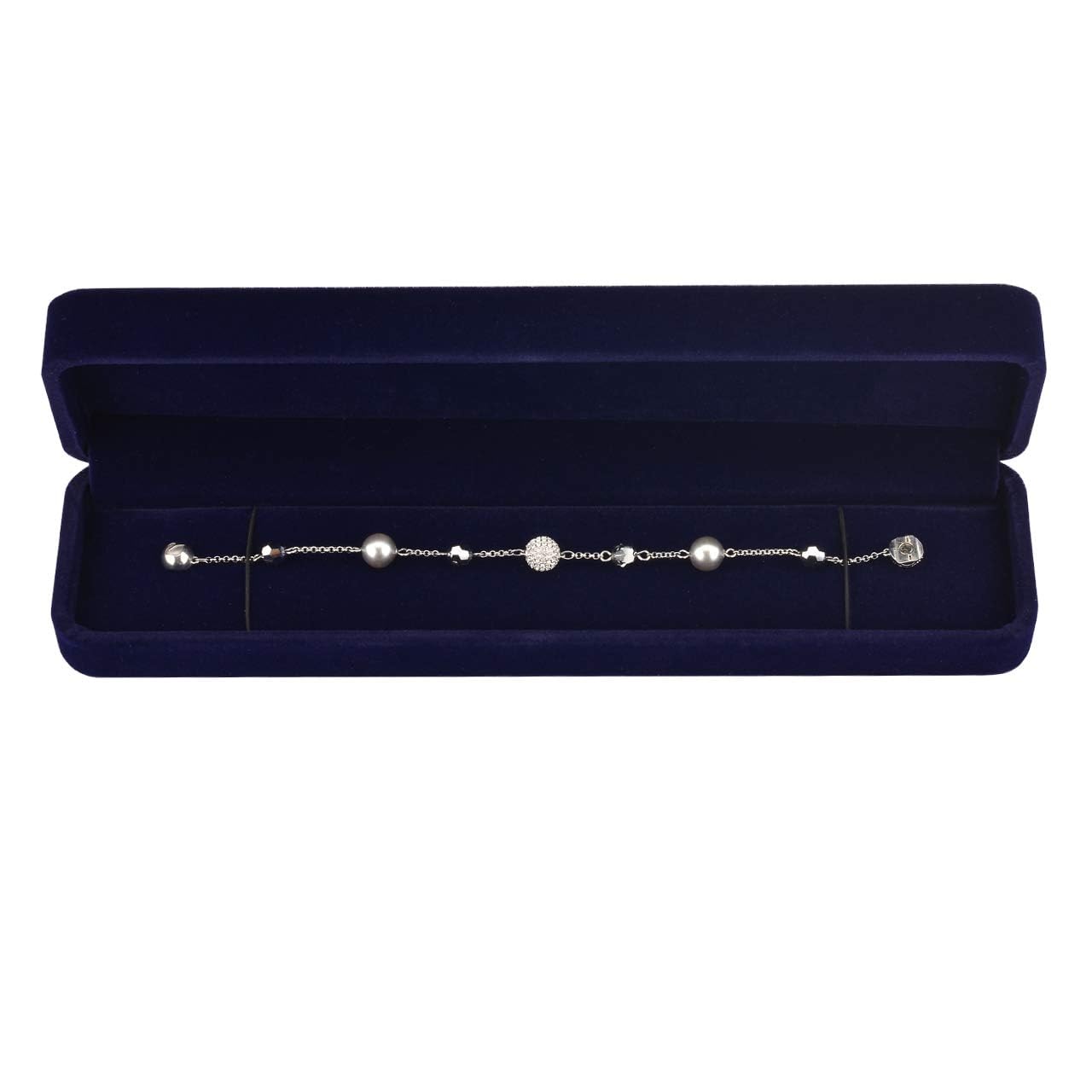 Cosmos Blue Velvet Bracelet Jewelry Gift Box with Marble Pattern Storage Bag - Perfect for Bracelet Storage, Jewelry Organization & Gift Giving