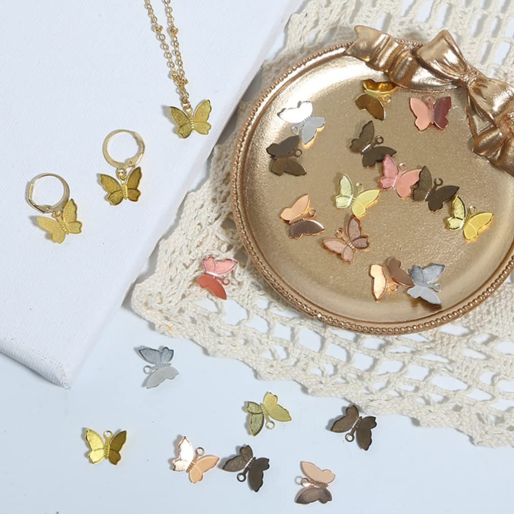 100Pcs Tiny Butterfly Charms - Copper Butterfly Pendants for Bracelet, Necklace & Earrings - Mini DIY Jewelry Making Accessories - Perfect for Crafting, Gift Making & Boho Style Jewelry