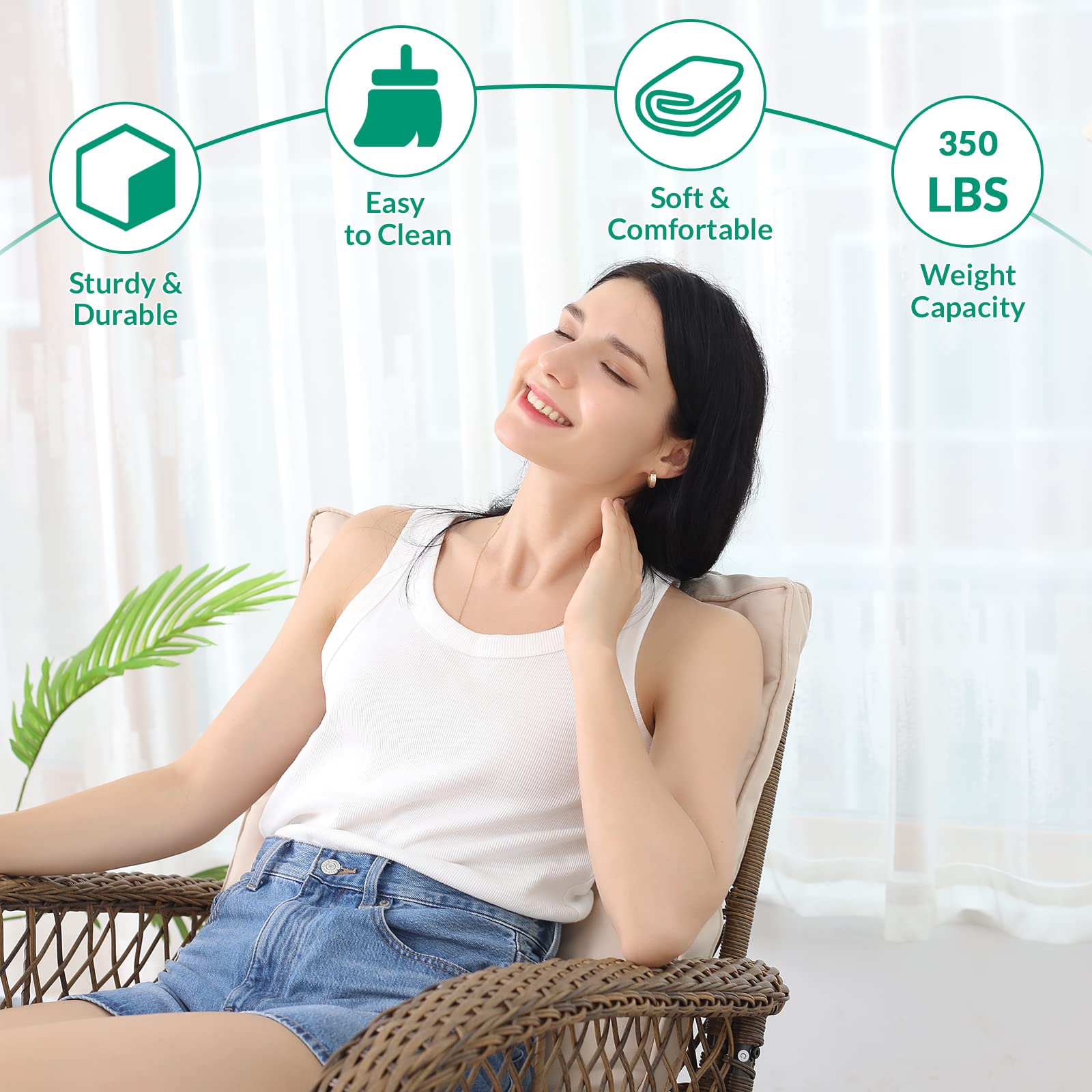 VIVIJASON 2-Piece Outdoor Wicker Rattan Glider Rocker Chair Set with Cushions & Steel Frame - All-Weather Patio Furniture for Garden, Backyard, Porch, Deck - Perfect for Relaxing, Lounging & Entertaining (Beige)