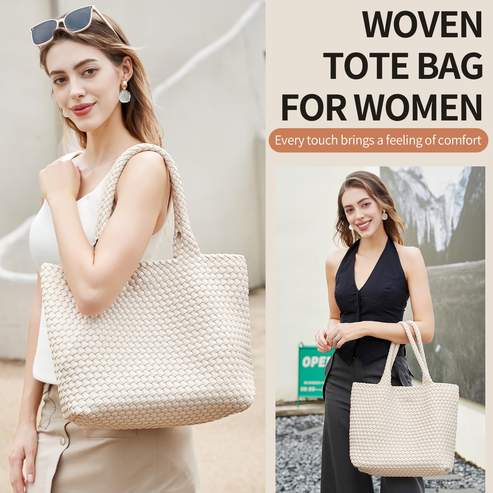 Stylish Woven Tote Bag for Women - Large Woven Shoulder Purse, Fashionable Handbag for Beach, Travel & Everyday Use | Durable & Trendy Woven Beach Bag