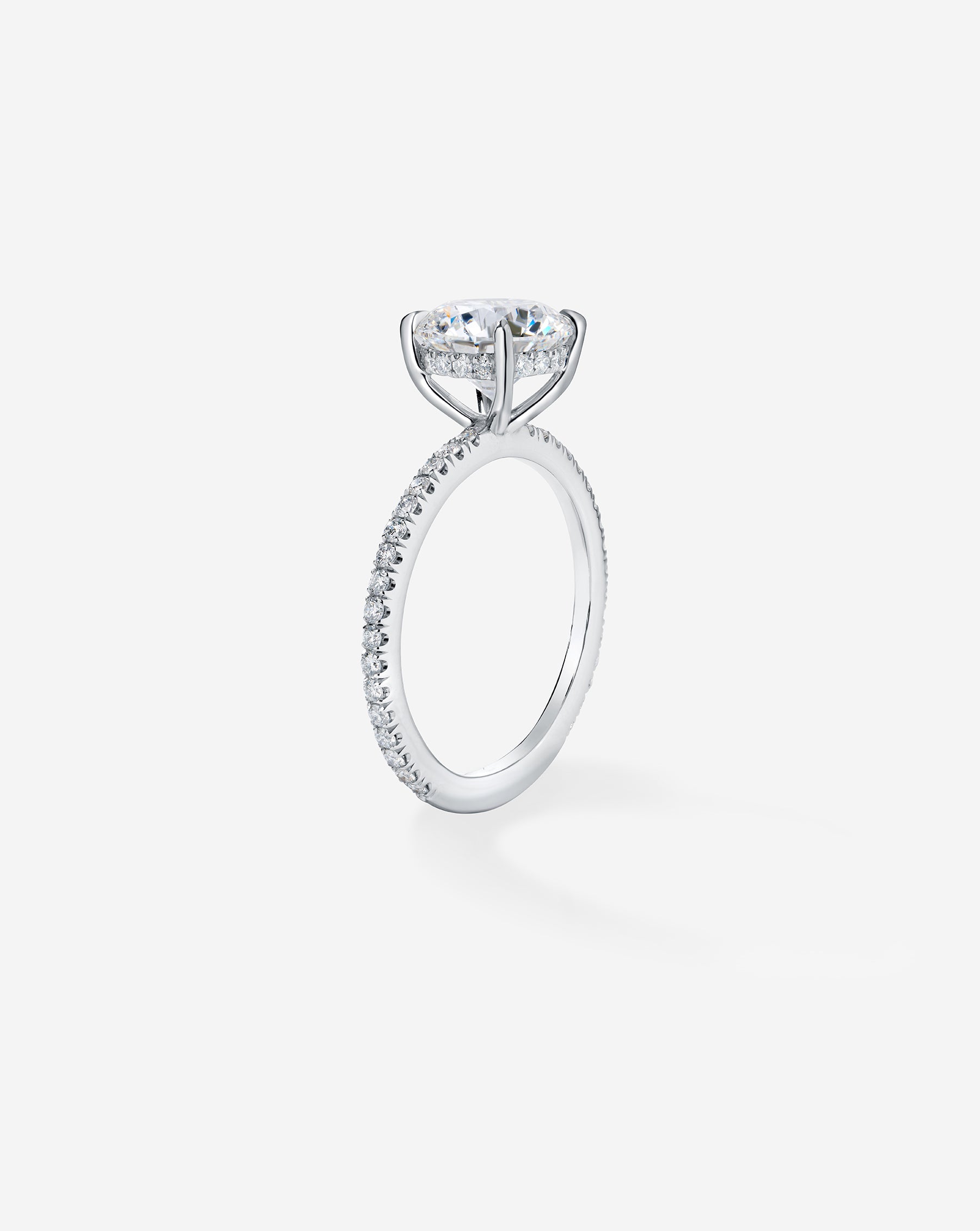2.01 Carat Lab Grown Diamond Round Brilliant Cut Whisper Thin® Pavé Hidden Halo Engagement Ring - Perfect for Proposals, Weddings & Anniversary Gifts