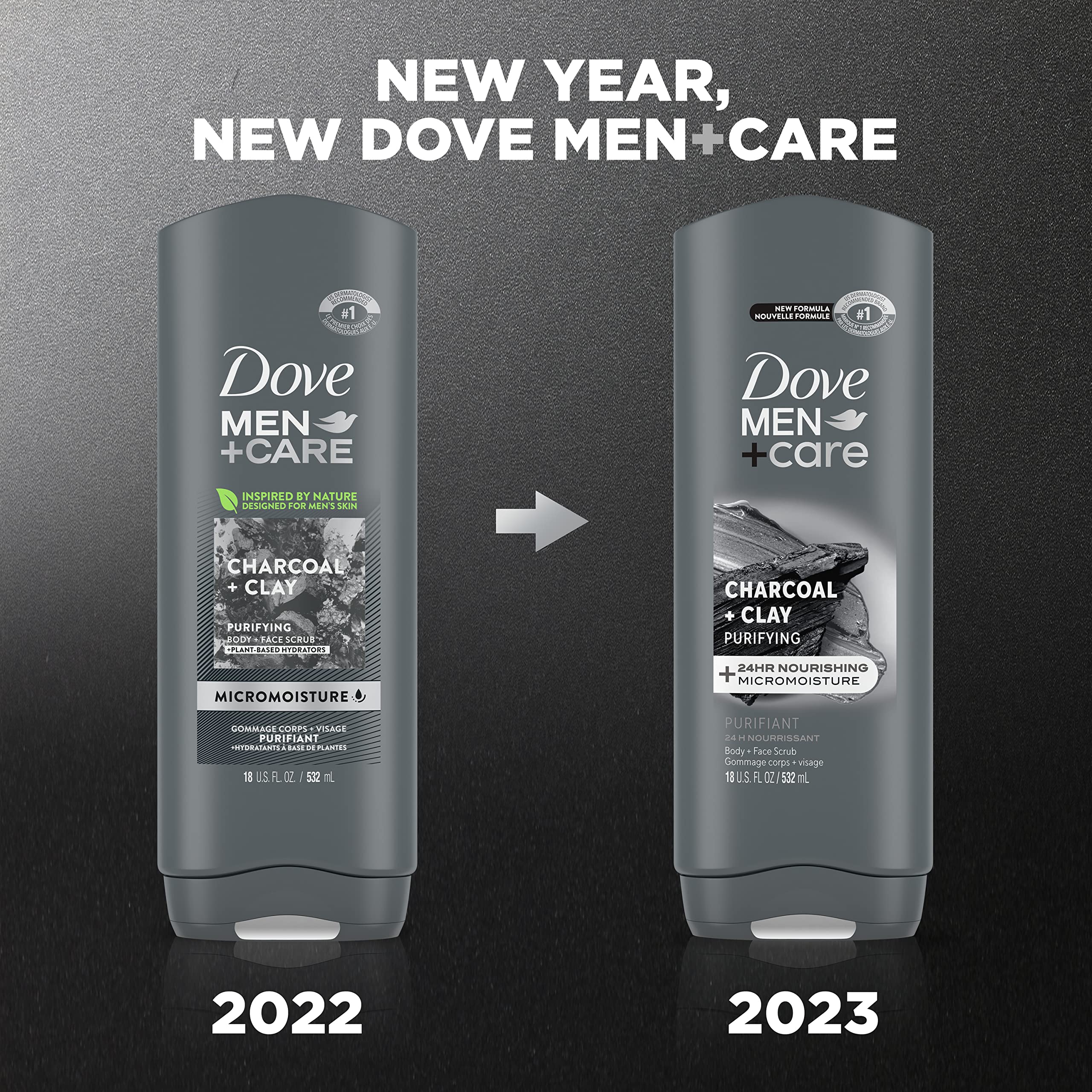 DOVE MEN + CARE Elements Body Wash with Charcoal & Clay - Deep Cleansing, Antibacterial, Skin Nourishing - 18 Fl Oz - Ideal for Post-Workout, Gym & Daily Shower Routine