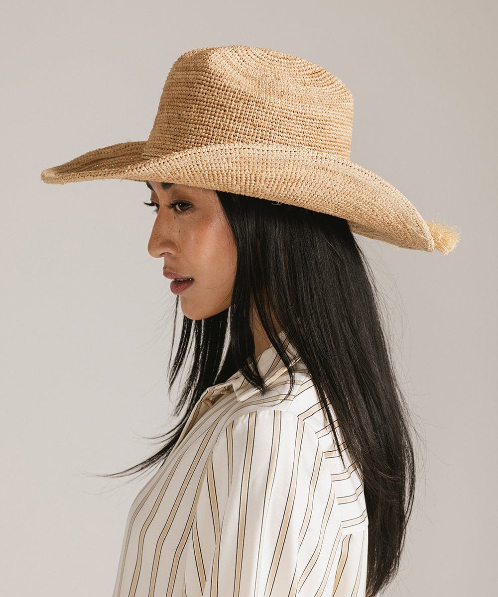 Ames Foldable Straw Cowboy Hat for Men & Women - Lightweight Summer Sun Hat for Outdoor, Beach, Travel and Country Music Festivals