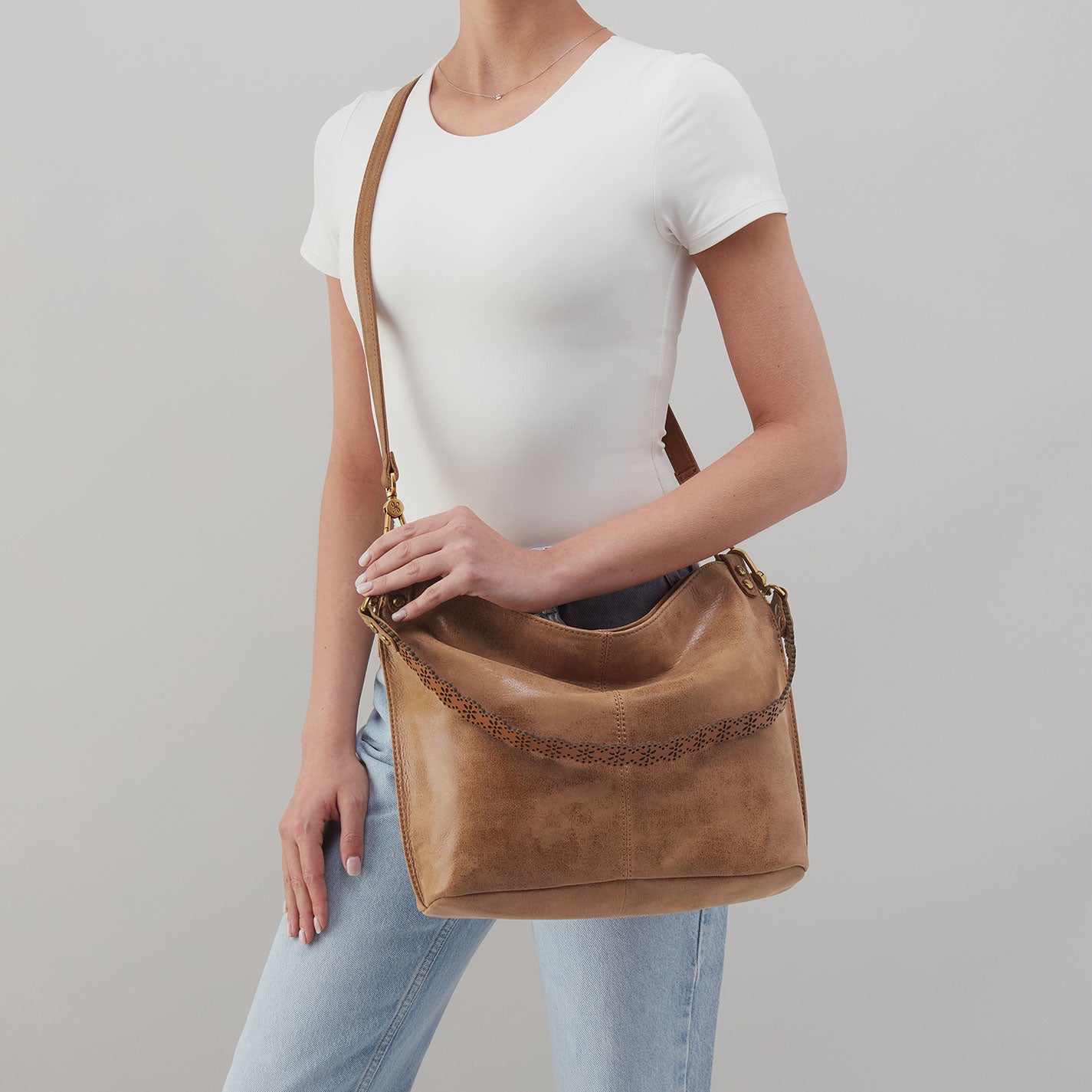 Premium Buffed Leather Pier Shoulder Bag in Whiskey Brown - Stylish & Durable Crossbody Purse for Women, Perfect for Work, Travel & Everyday Use