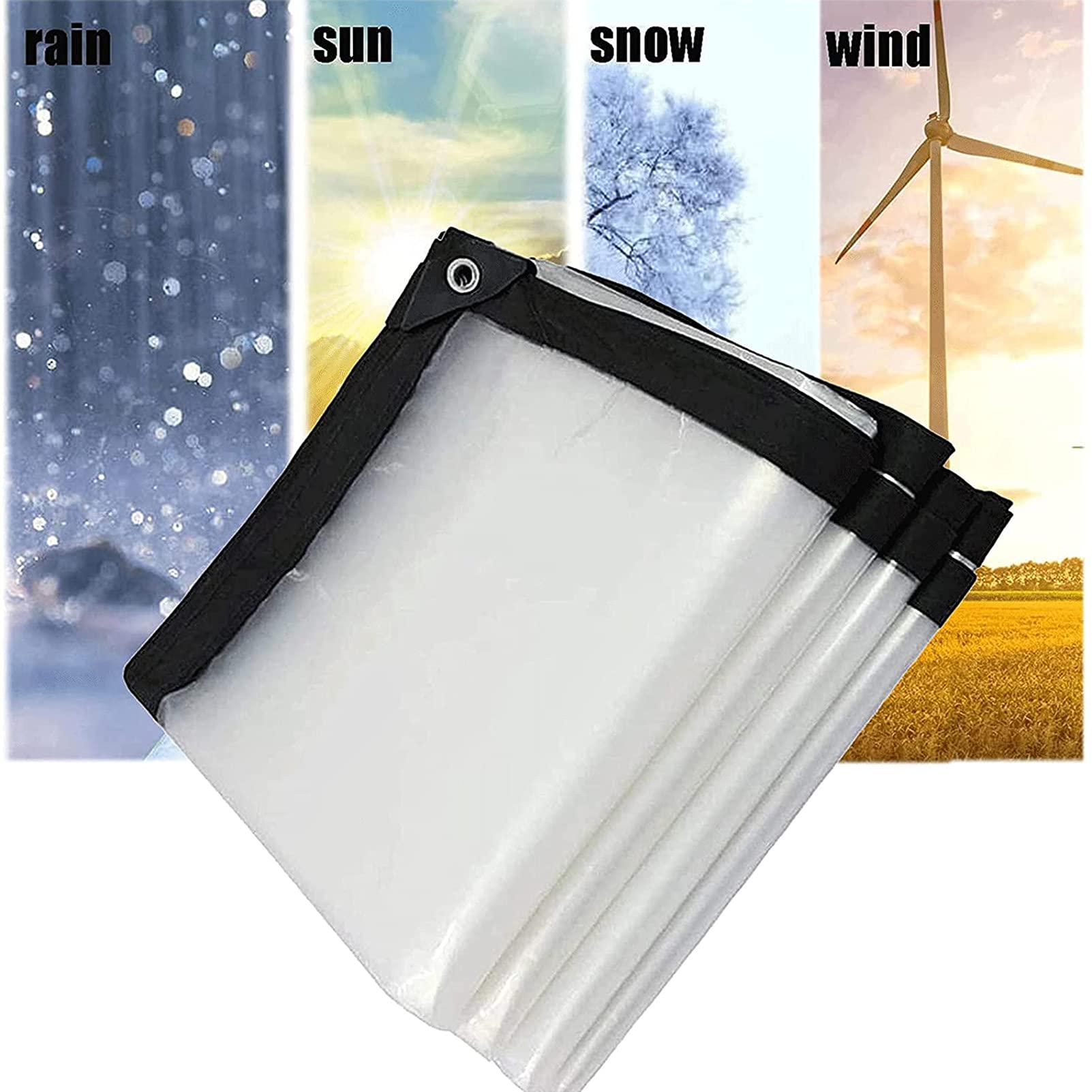 Heavy Duty Clear Waterproof Tarp Cover - Durable Thick Poly Material for Canopy Tent, Boat, RV, Pool Cover - Perfect for Outdoor Camping, Travel & Home Protection
