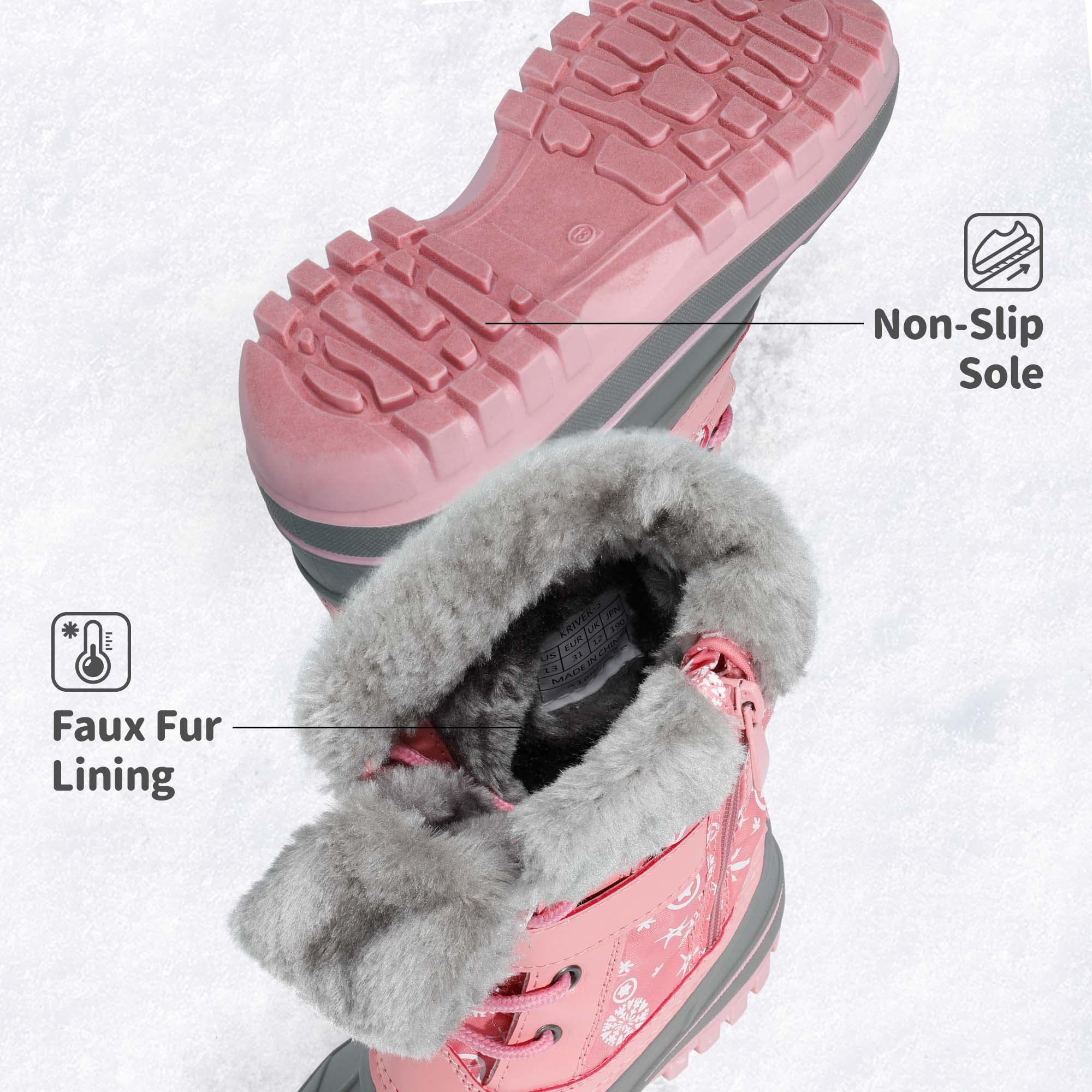 **DREAM PAIRS Kids Snow Boots for Girls & Boys - Waterproof Winter Boots with Faux Fur Lining, Anti-Slip Sole, Warm & Cozy for Outdoor Play, School & Snow Days**