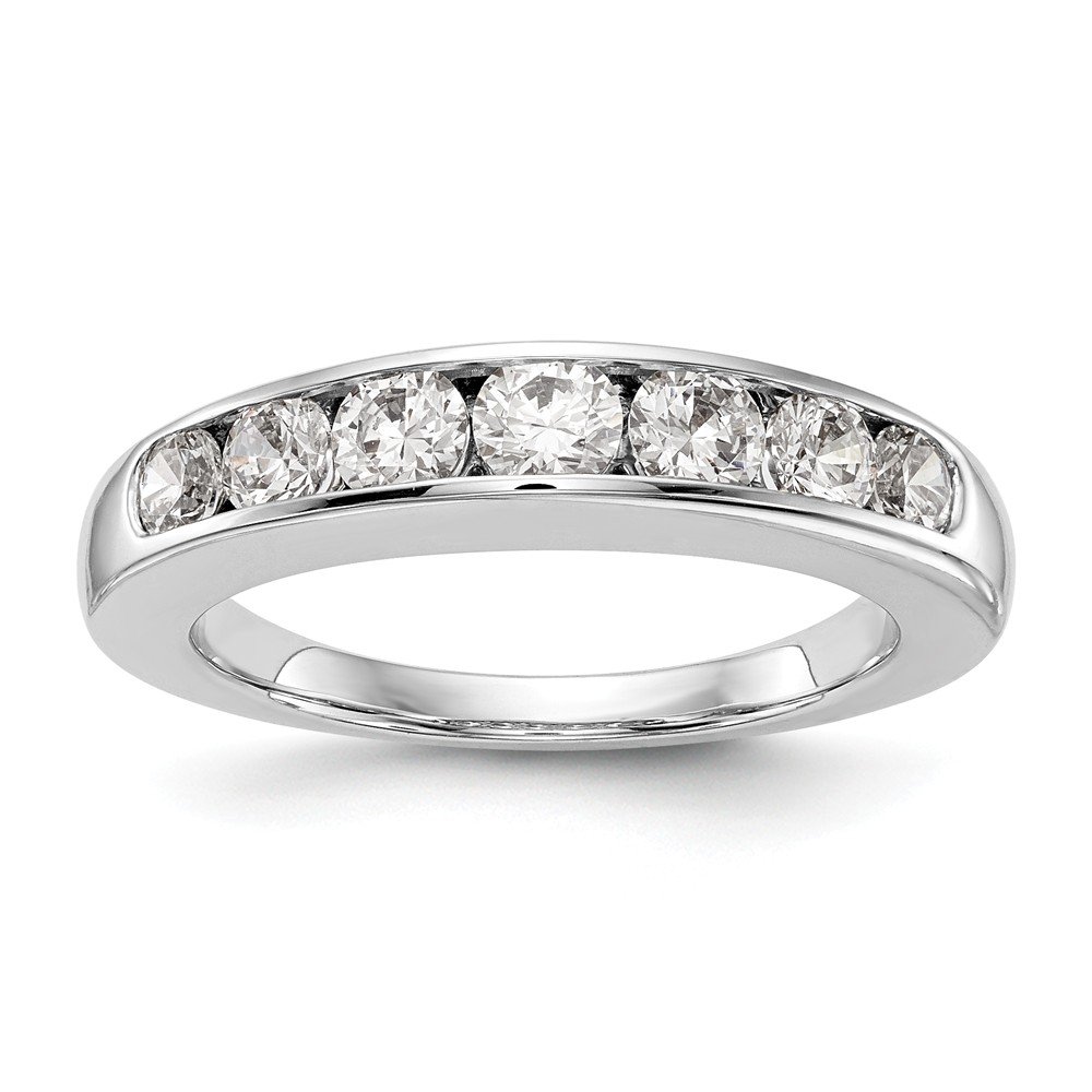 14K White Gold Seven Stone Diamond Wedding Band Ring - 0.98cttw Channel Set Engagement Ring for Women, Perfect for Bridal, Anniversary & Special Occasion Gifts