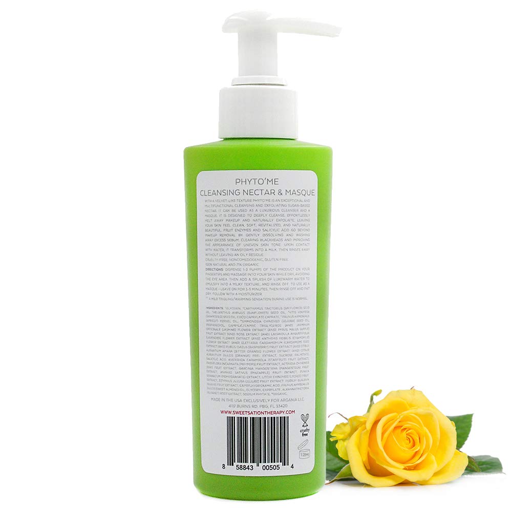 YUNASENCE Phyto'me Cleansing Nectar & Mask - Oil Balm-to-Milk Cleanser with Fruit Enzymes, Pineapple & BHA Salicylic Acid | Makeup Remover & Exfoliating Face Mask for Clear, Even Skin | Perfect for Daily Skincare Routine & Deep Cleansing After Makeup