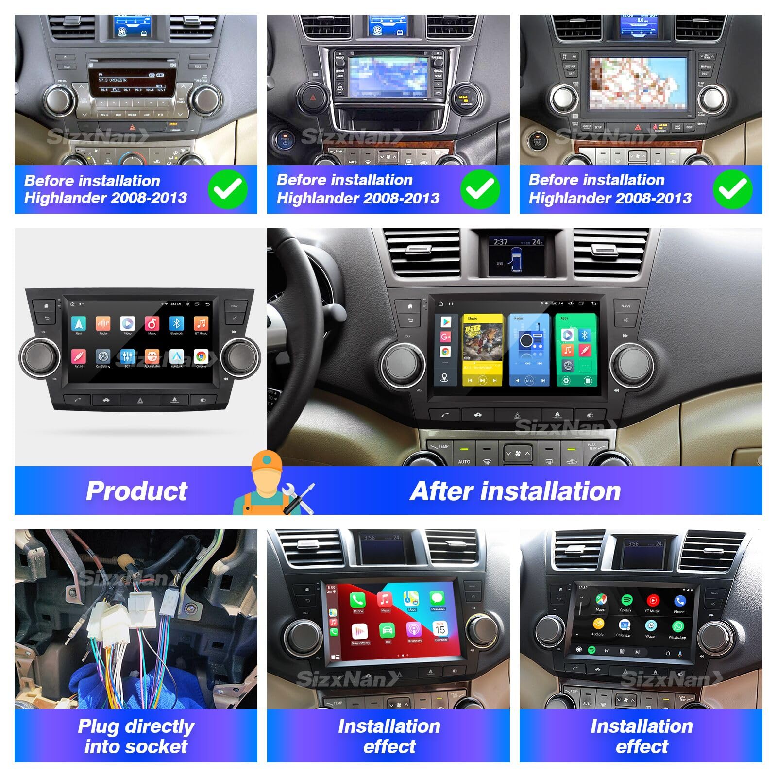 Toyota Highlander 2008-2013 Android Car Stereo with Apple CarPlay & Android Auto - 7