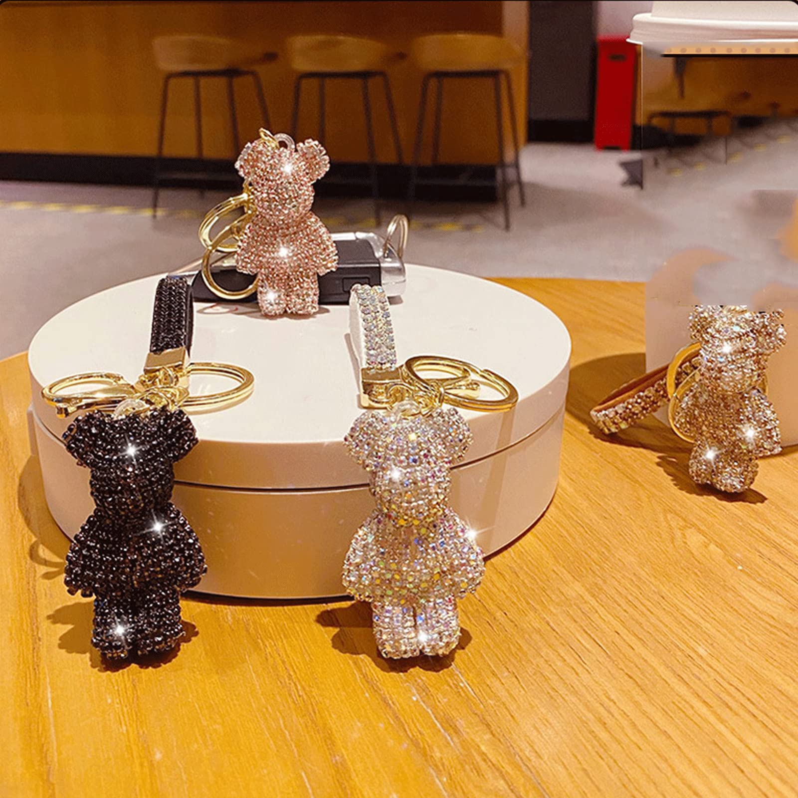 Fashion Bear Backpack Keychain - Cute Diamond Key Ring for Women, Girls, Kids - Perfect for Handbags, Wallets, Backpacks & Car Keys (Ideal Gift for Birthdays, Travel & Daily Use)