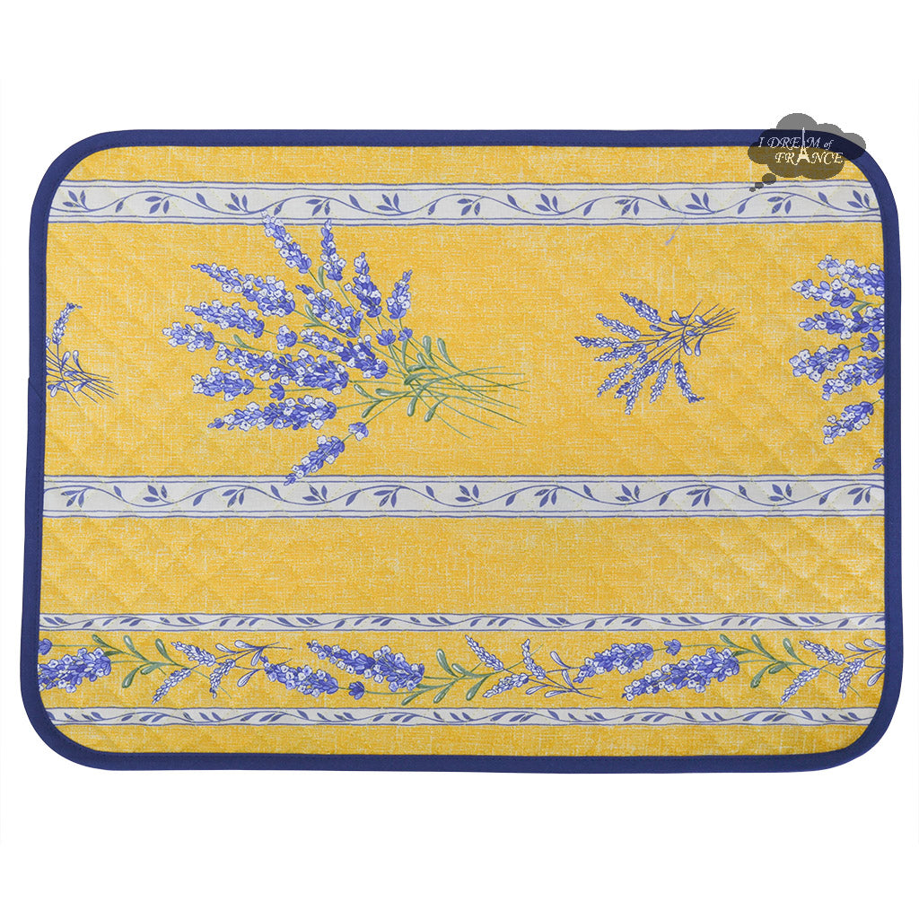 L'Ensoleillade Valensole Yellow Cotton Quilted Placemats Set of 4 - Elegant Table Mats for Dining Room, Kitchen Decor, and Dinner Parties
