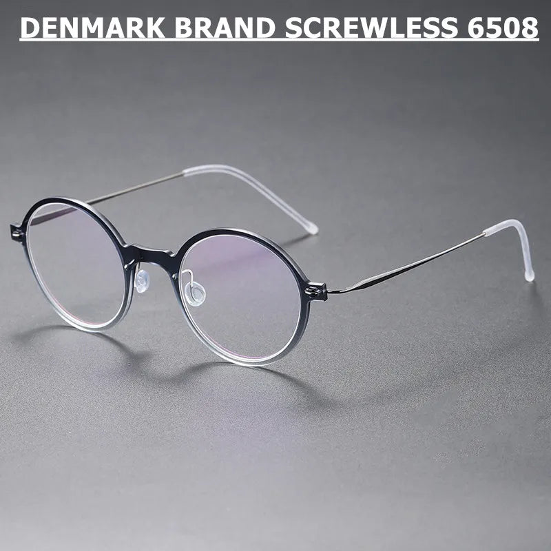 Aimee Unisex Full Rim Oval Screwless Titanium Acetate Eyeglasses Frame 6508 - Lightweight Durable Glasses for Work, Reading & Fashion