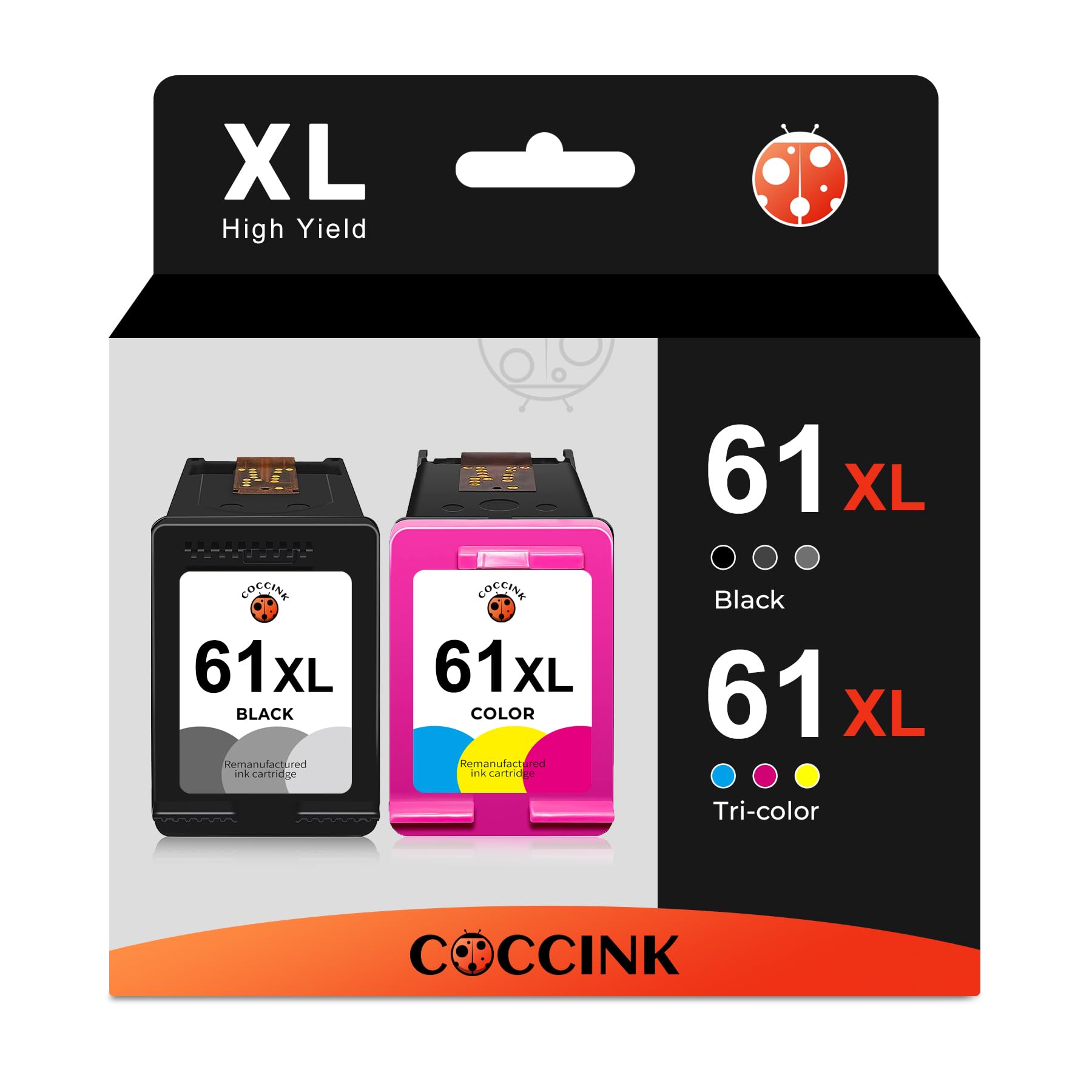 HP 61XL Ink Cartridge Combo Pack - Black & Color - Compatible with HP Deskjet 2540/2541/2542/2549/3050/3510/1510/1512, Envy 4500/4501/4502/5530, OfficeJet 4630/4635 Printers - High Yield Replacement Ink for Home & Office Printing