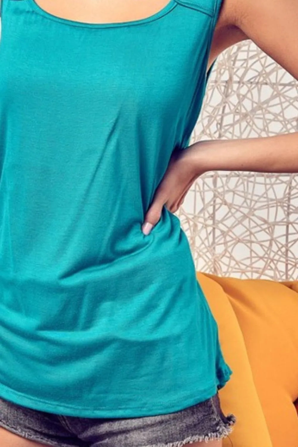BiBi Rayon Span Knit Sleeveless Top with Cut Out Front - Stylish Women's Summer Blouse for Casual Outings & Beach Wear