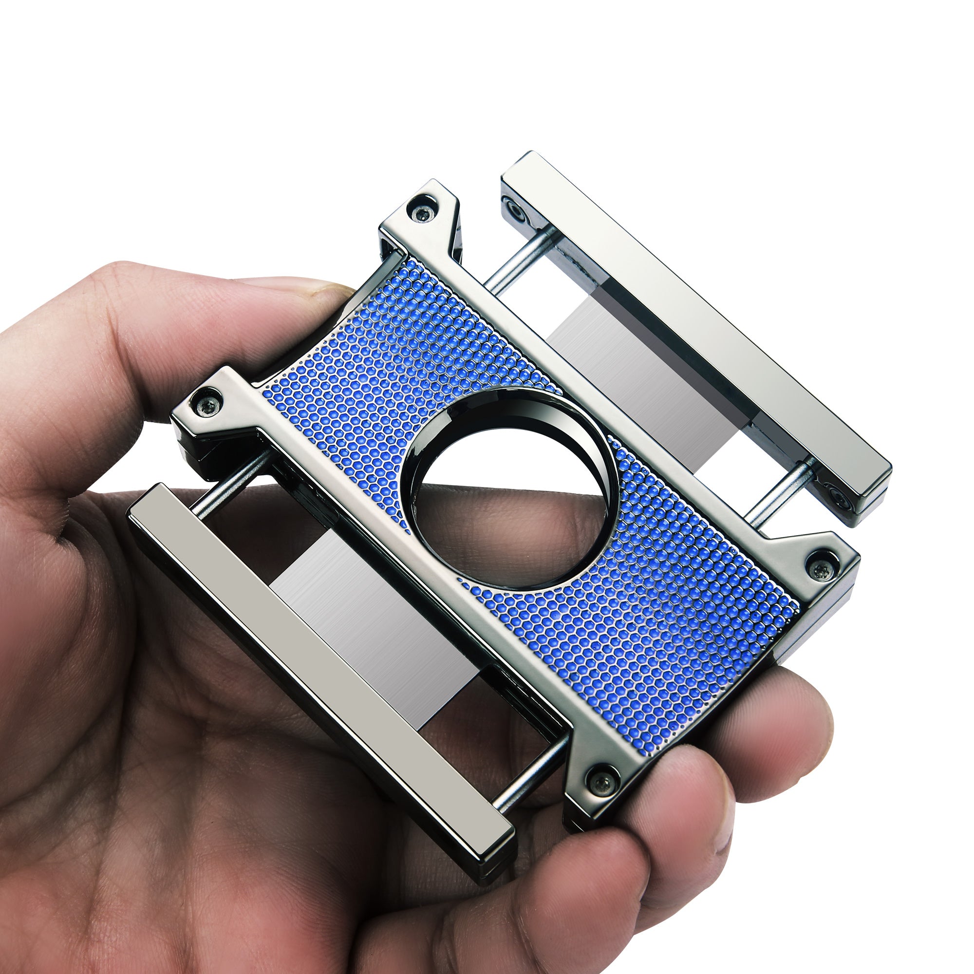 Premium Visol Ridge Cut Blue Cigar Cutter - Sharp Stainless Steel Blade for Perfect Cuts - Ideal for Cigar Enthusiasts & Special Occasions