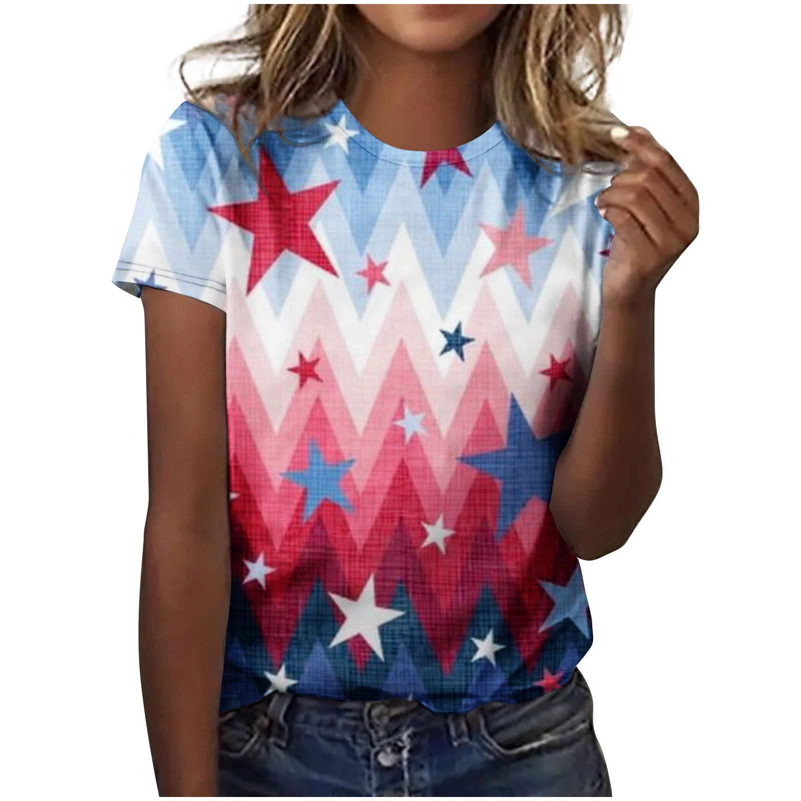 Women's Casual Short Sleeve Printed T-Shirt - Round Neck Summer Blouse Top for Women | Comfortable Activewear for Yoga, Running & Everyday Wear