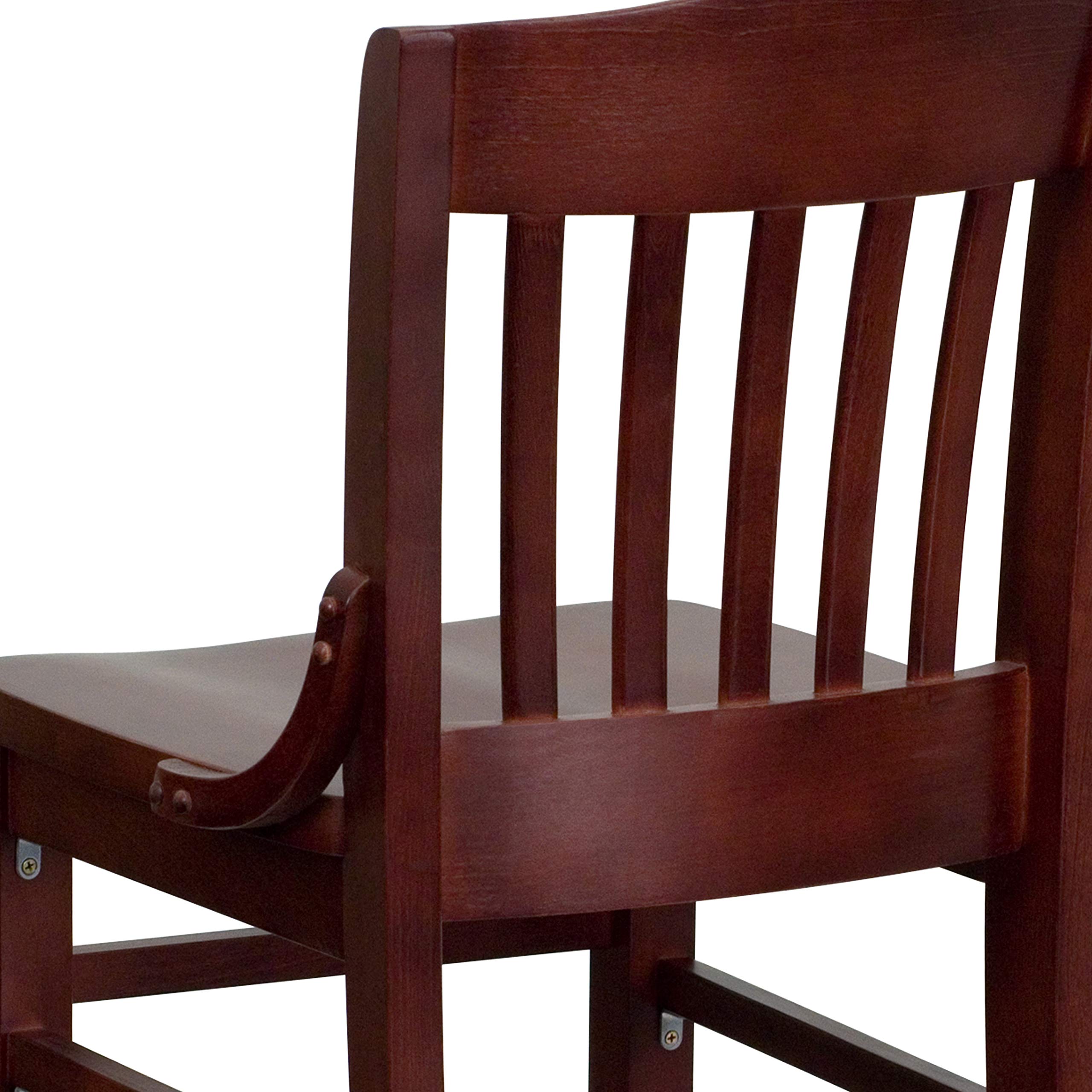 EMMA + OLIVER School House Barstool - Solid Mahogany Wood Counter Height Stool with Back Support - Perfect for Kitchen Islands, Breakfast Bars & Home Bars