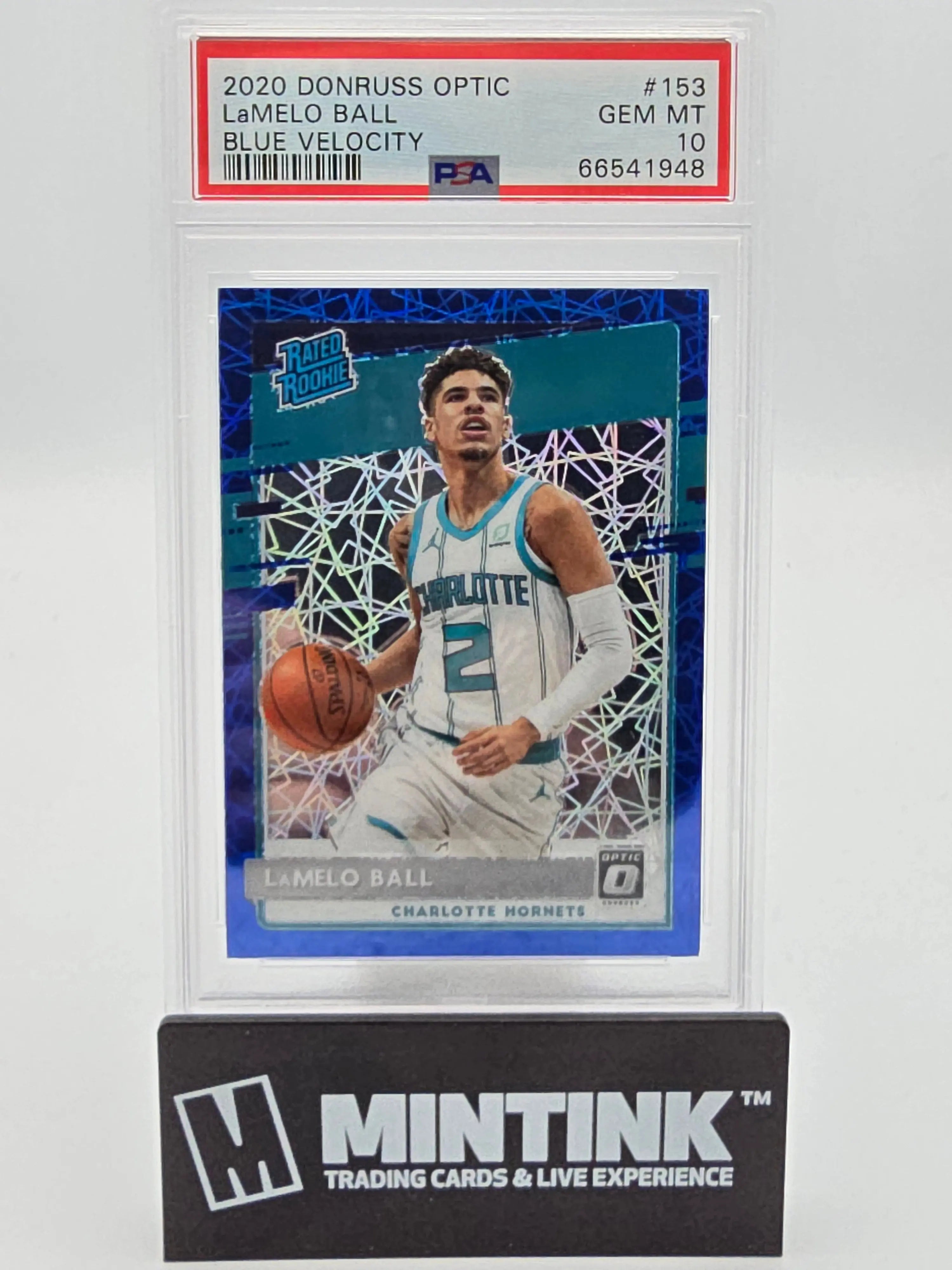 2020 Panini Donruss Optic LaMelo Ball Rated Rookie Blue Velocity PSA 10 Basketball Card - Mint Condition Collectible for Sports Memorabilia & Investment