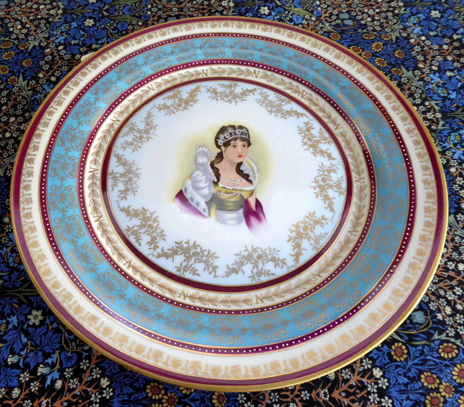 Hand Painted Royal Vienna Style Cabinet Plate - Empress Josephine French Empire Revival Decor | Elegant Wall Display for Dining Room & Vintage Home Decor