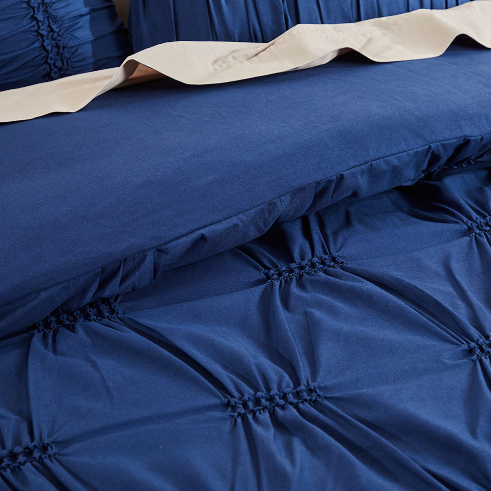 Premium Arran Indigo Quilt Cover Set - Super King Size (300x320cm) | 100% Cotton Luxury Bedding | Perfect for Master Bedrooms & Guest Rooms