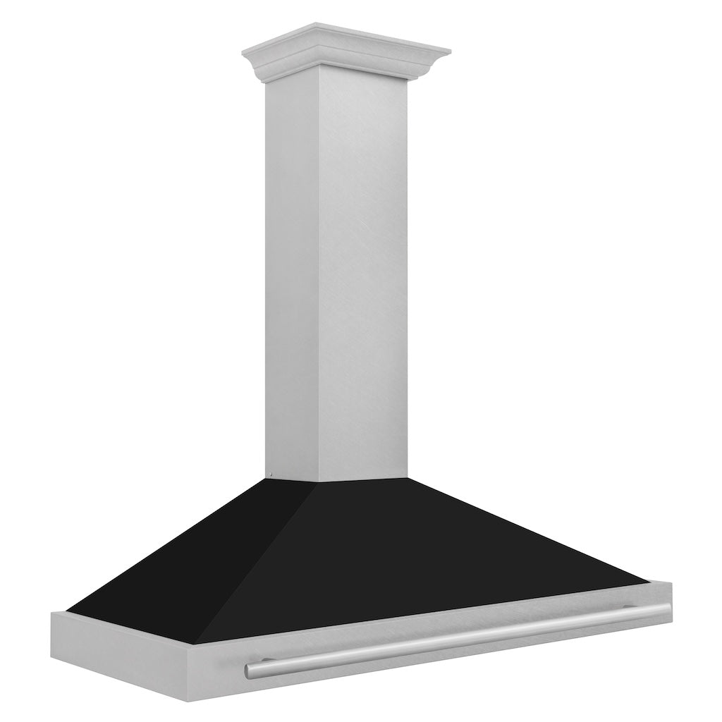 ZLINE 30 Inch Convertible Wall Mount Range Hood - Satin Stainless Steel with Black Matte Shell & Stainless Steel Handle (KB4SNX BLM 30) | Powerful Kitchen Ventilation for Gas & Electric Stoves