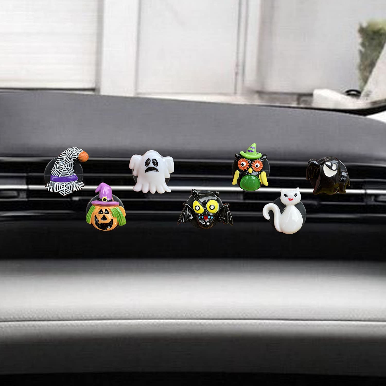 7Pcs Ghost Car Air Freshener Vent Clips - Cute Halloween Car Diffuser with Adjustable Aroma Intensity - Perfect Car Interior Accessories for Women & Men - Ideal for Daily Commute, Road Trips and Office Cars
