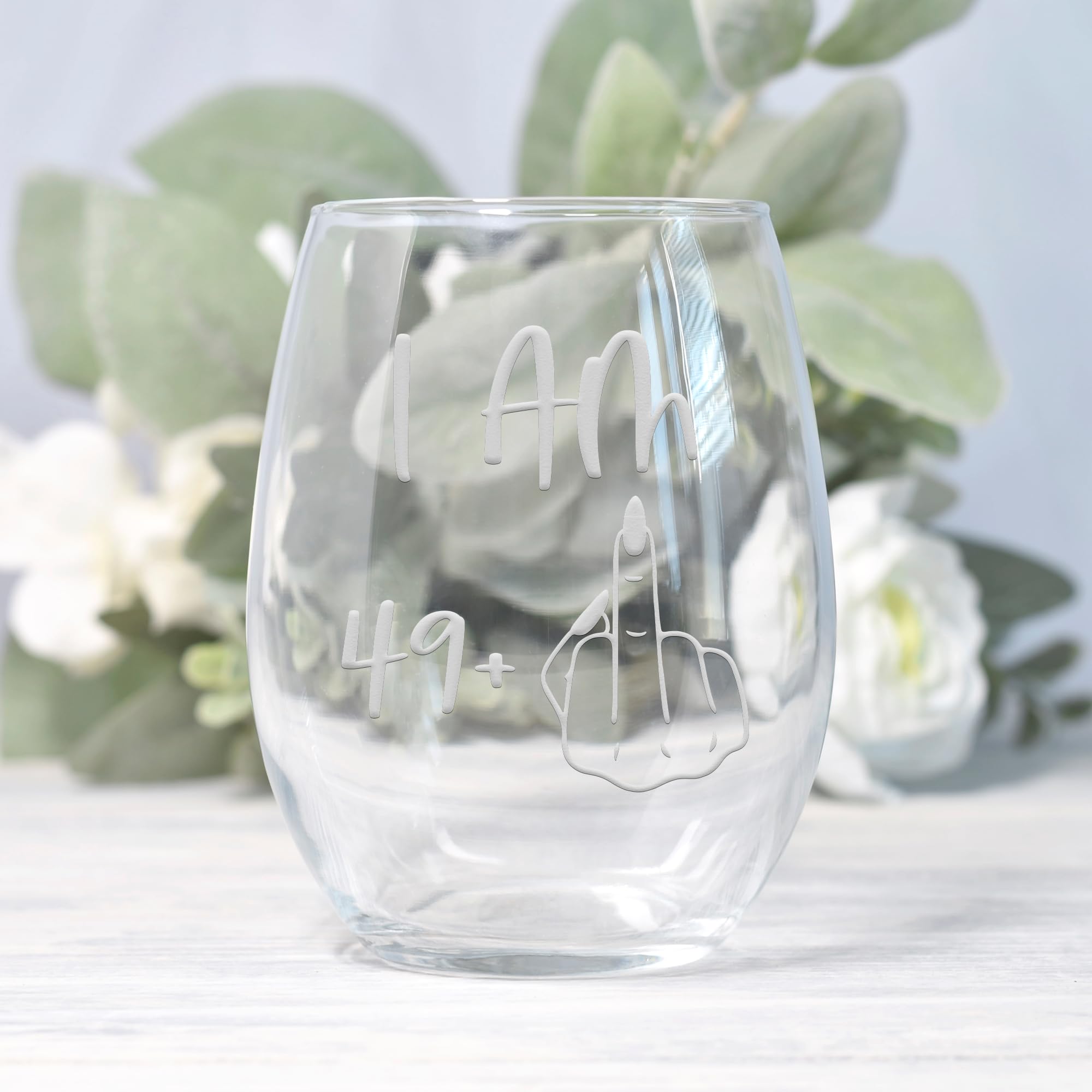49 Plus 50th Birthday Stemless Wine Glass - Elegant 50th Birthday Gift for Women | Funny Turning 50 Gag Gift | Perfect for Birthday Parties, Milestone Celebrations & Retirement Gifts