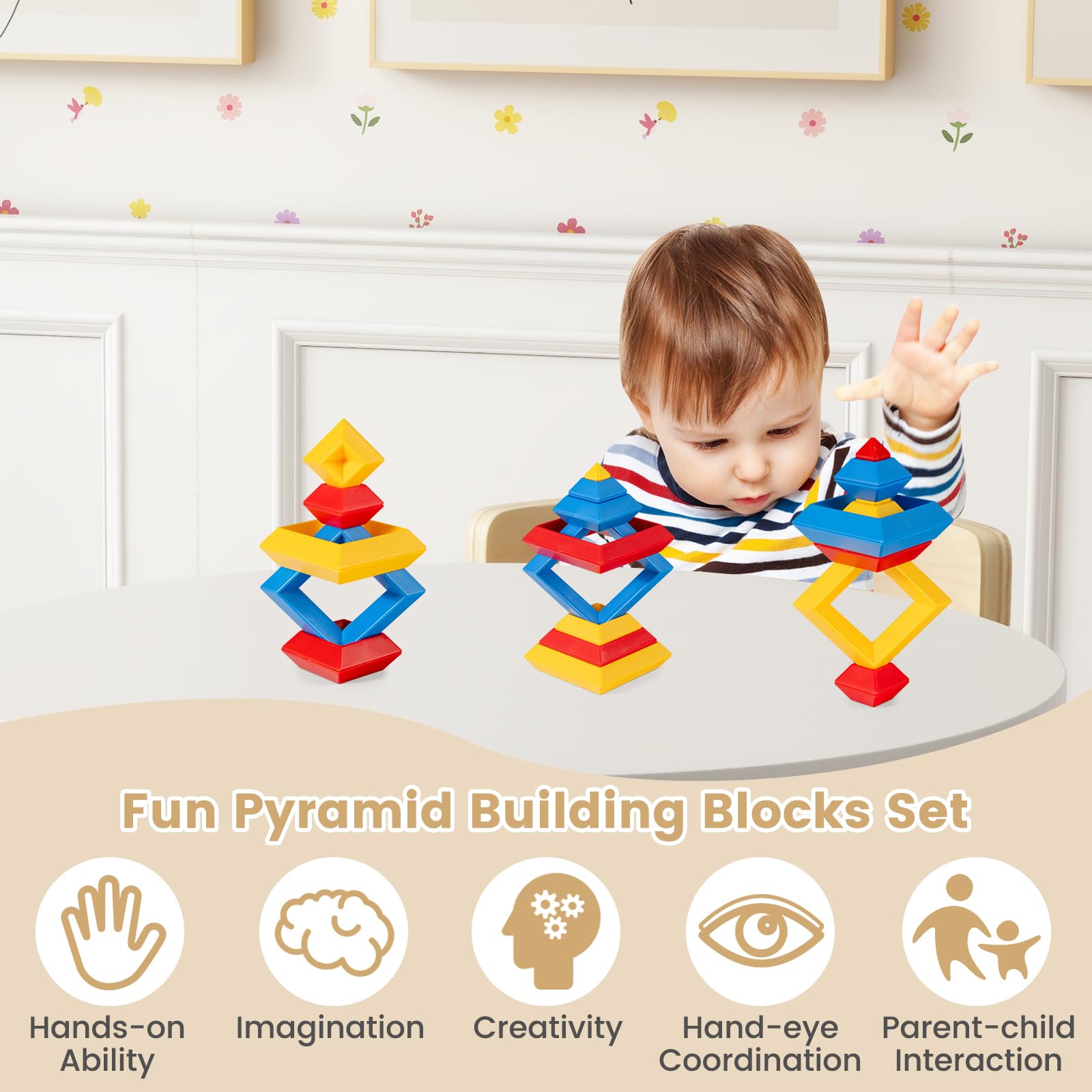 **HONEY JOY Kids Table and Chair Set - 5-Piece Bentwood Toddler Round Table with 4 Chairs for Crafts, Art, Building Blocks | Perfect for Daycare, Kindergarten, Playroom & Home Learning Activities**