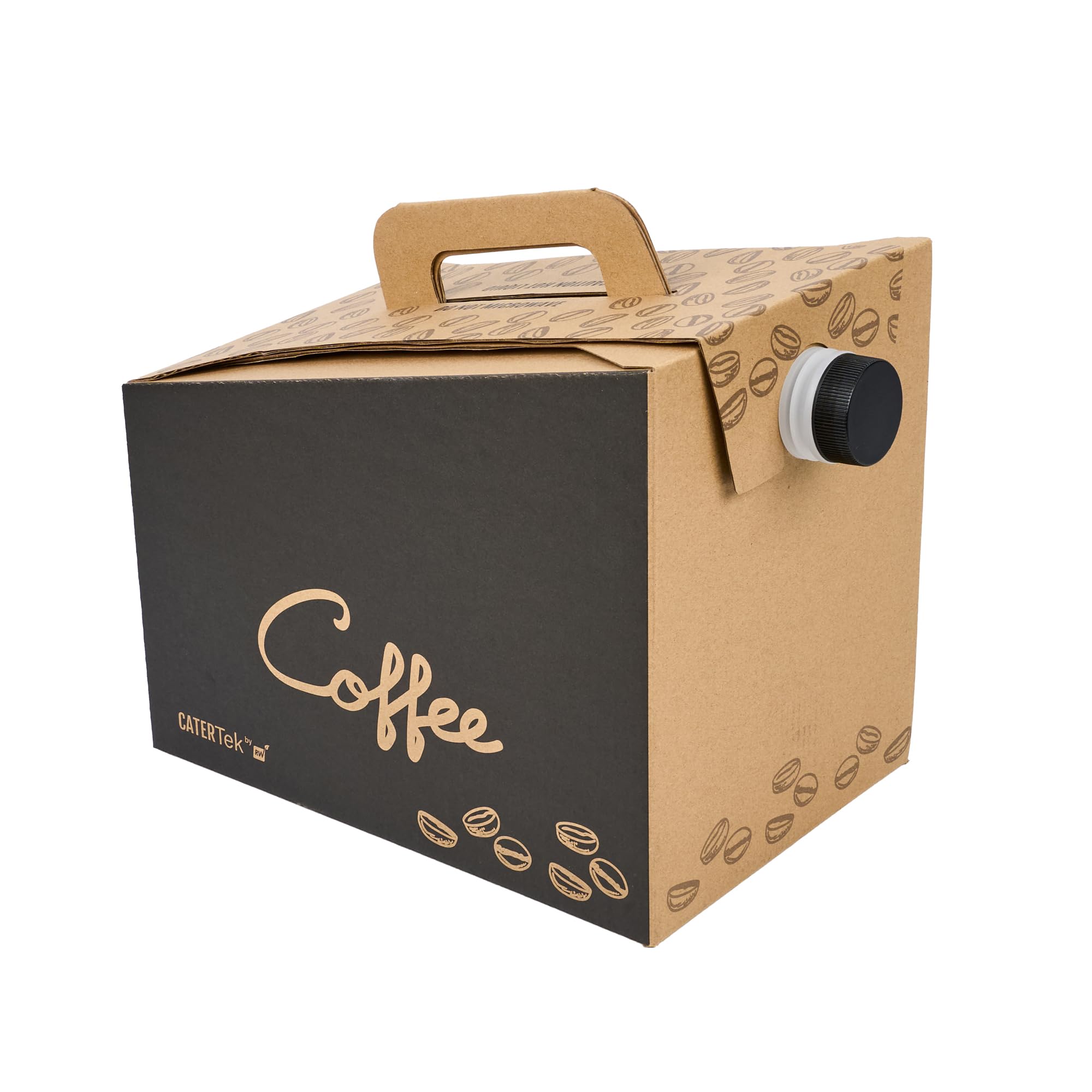 Restaurantware Cater Tek 160oz (10-Pack) Insulated Black Paper Coffee To-Go Containers with Handle - Disposable Beverage Servers for Catering, Events & Office Use - Keeps Coffee Hot, Portable for Up to 20 Cups
