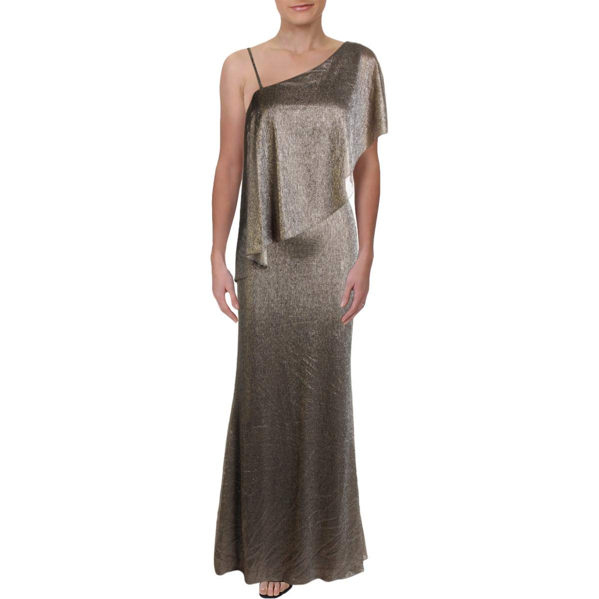 Ralph Lauren Women's Metallic Evening Gown Dress - Elegant Formal Gown for Prom, Wedding, and Special Occasions - Size 18