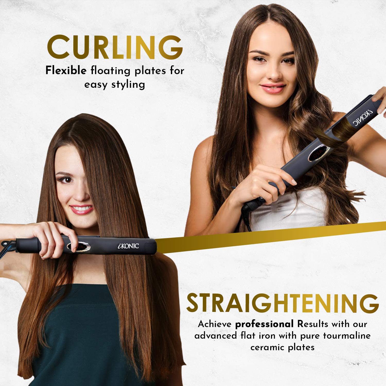 IKONIC 100% Pure Ceramic Hair Straightener & Flat Iron - 1