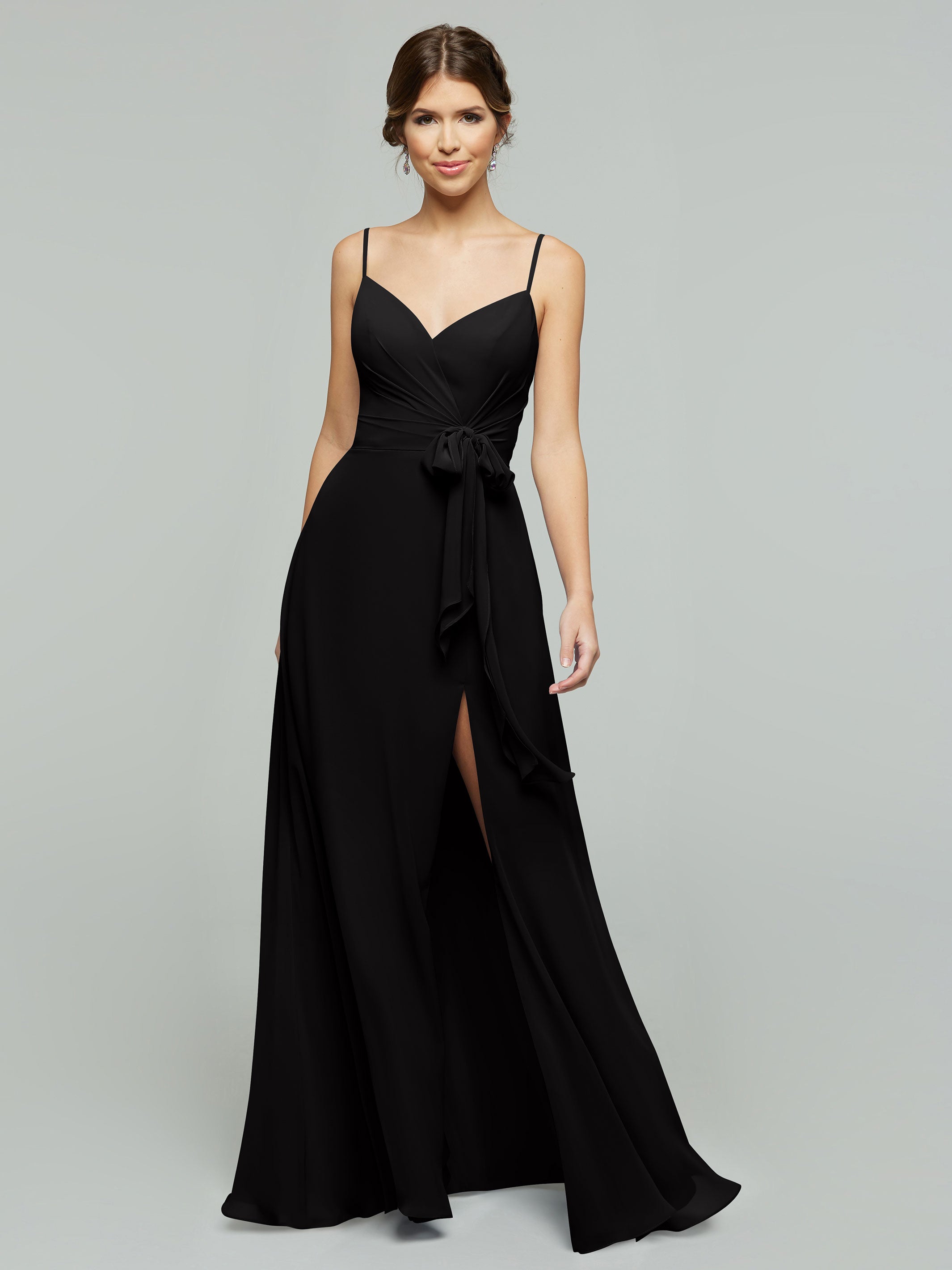 Elegant 80182 Chiffon A-Line Bridesmaid Dress with V-Neck & Spaghetti Straps - Perfect for Weddings, Prom & Formal Events