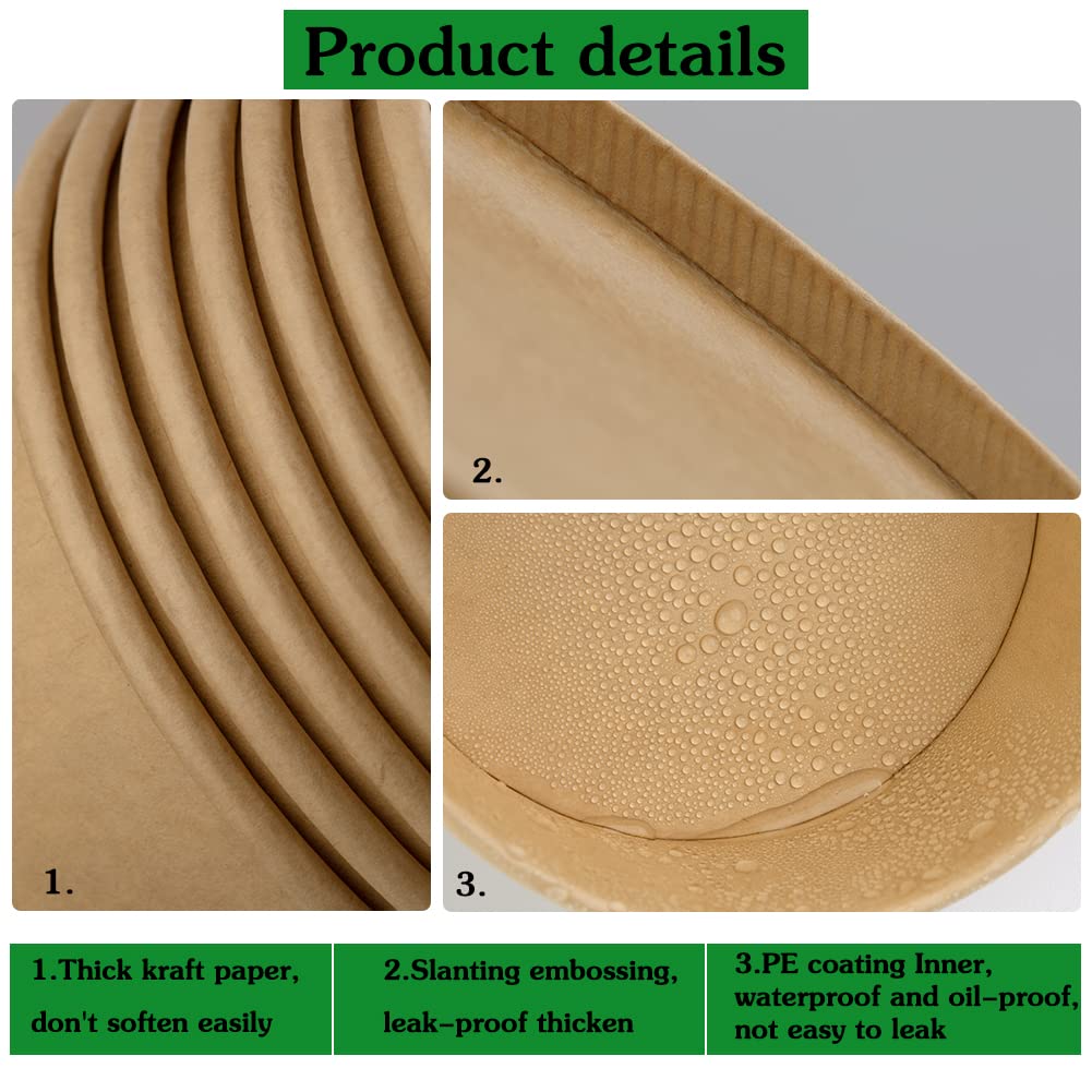 50 Pack 37 oz Kraft Paper Bowls with Lids - Eco-Friendly Disposable Salad & Soup Containers for Party, Takeout, Ice Cream | Microwave Safe Food Bowls for Restaurants, Picnics & Catering